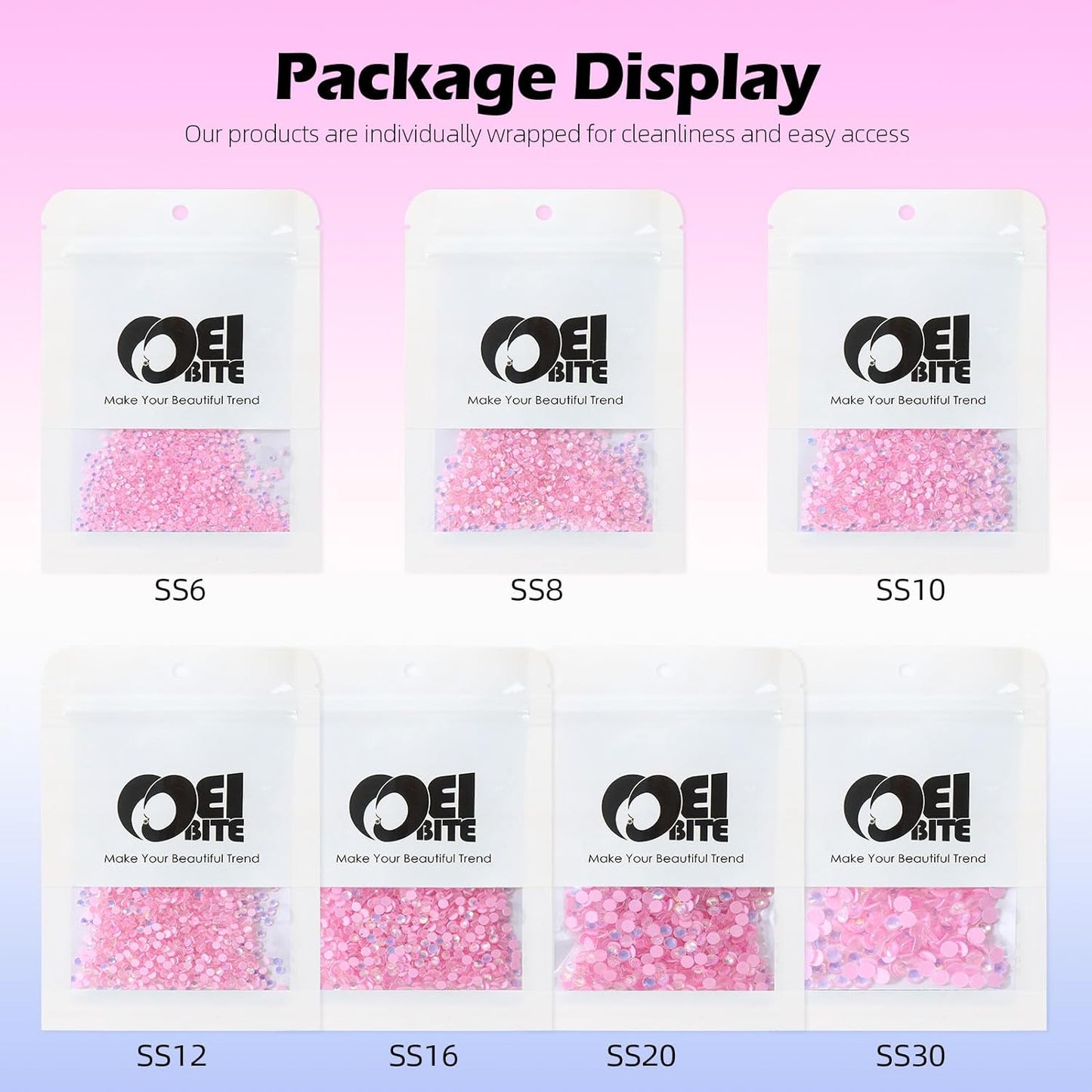 F Pink Flatback Rhinestones, Glass Rhinestones for Nail Art and Craft, Glue Fix, Loose Crystal Gemstones(F Pink, SS8, 1440pcs, 2.3-2.5mm)