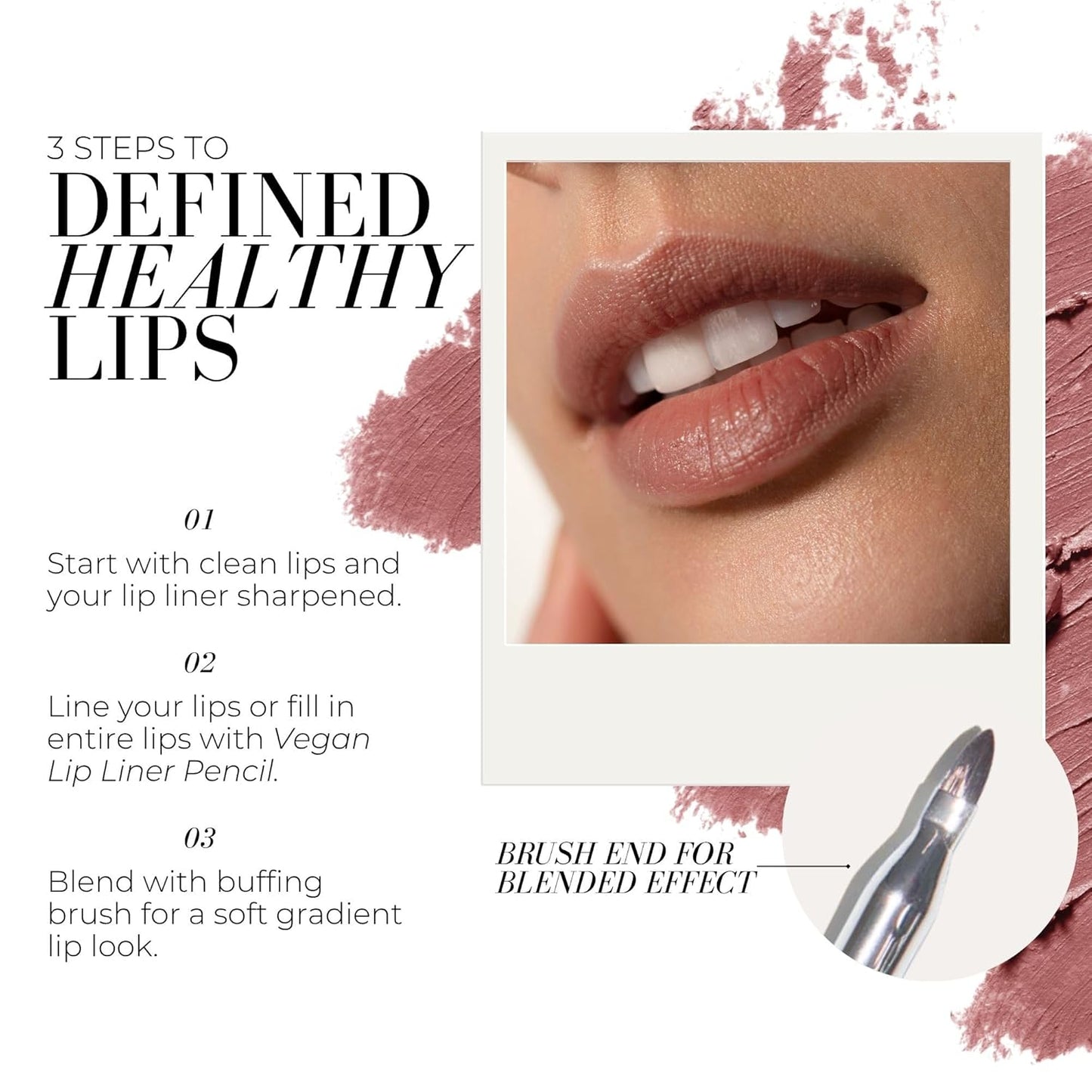 FITGLOW Beauty Vegan Lip Liner Pencil | Long-Lasting Lip Enhancer with Blending Brush | Hydrating Plumping Lip Liner | Smudge-Proof Lip Perfector | Define Shape & Fill | Buff, 1.1g