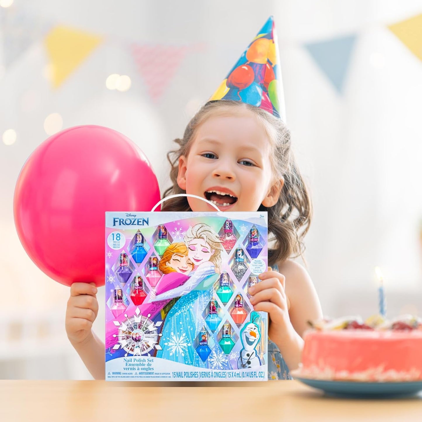 Townley Girl Disney Frozen Non-Toxic Peel-Off Nail Polish Set with Shimmery and Opaque Colors with Nail Gems for Girls Ages 3+, Perfect for Parties, Sleepovers and Makeovers, 18 Pc Set