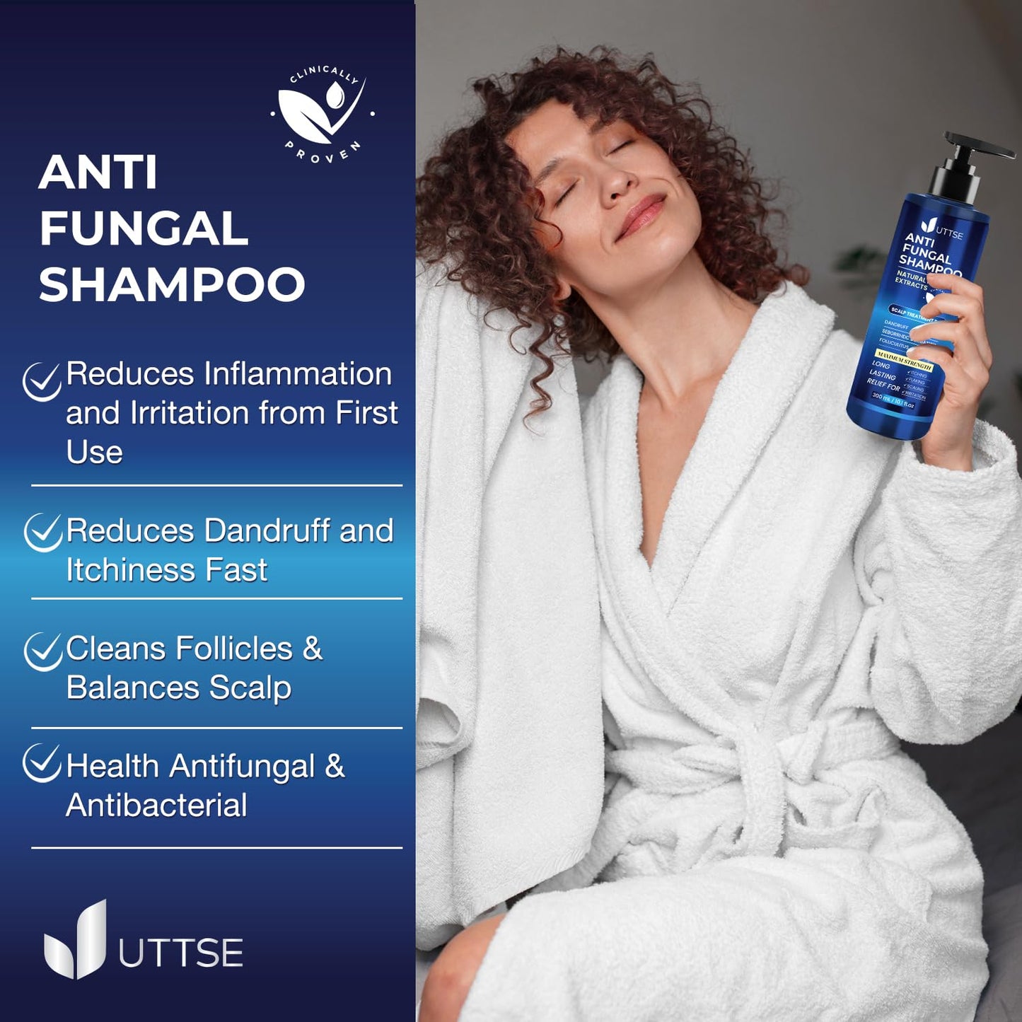 Anti-Fungal Shampoo for Scalp Psoriasis: Dandruff Shampoo for Folliculitis and Seborrheic Dermatitis - Relieves Itchy & Dry Scalp - 300 mL / 10.1 fl.oz