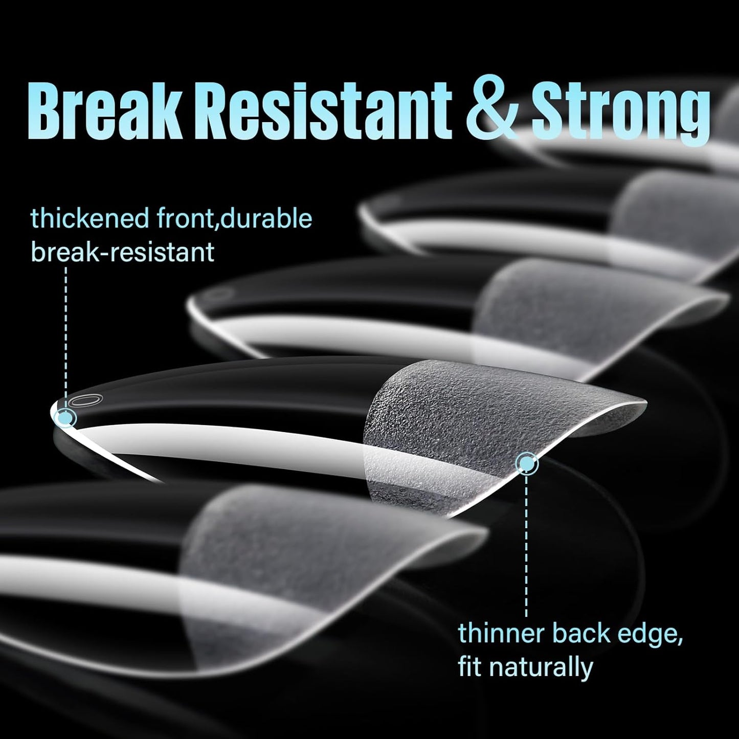 TOMICCA Medium Almond Nail Tips, 240Pcs Soft Acrylic Nails Tips Pre-Shaped Gel Tips, Medium Almond Press on Nails Clear Full Cover Fake Nails for Nail Extension Nail Salon 12 Sizes