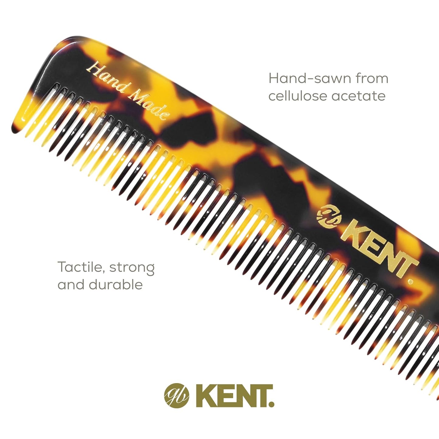 Kent F3T TY Fine Tooth Comb for Hair Parting, Handmade Combs for Men and Straightening Comb for Women, Dandruff Remover Kent Mens Combs for Fine Hair