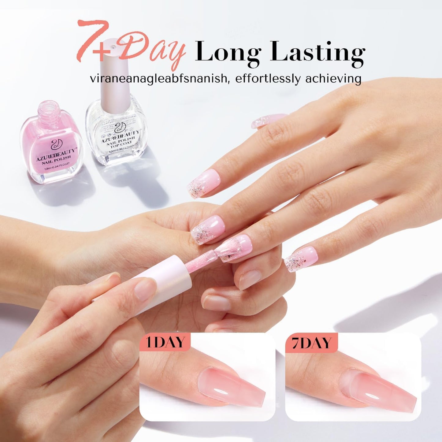 AZUREBEAUTY Jelly Nail Polish Set Quick Dry Transparent Nude Pink Purple Brown 4 Colors Sheer Natural Nail Lacquer Fingernail Kit with Top Coat Nail Polish DIY Salon Home