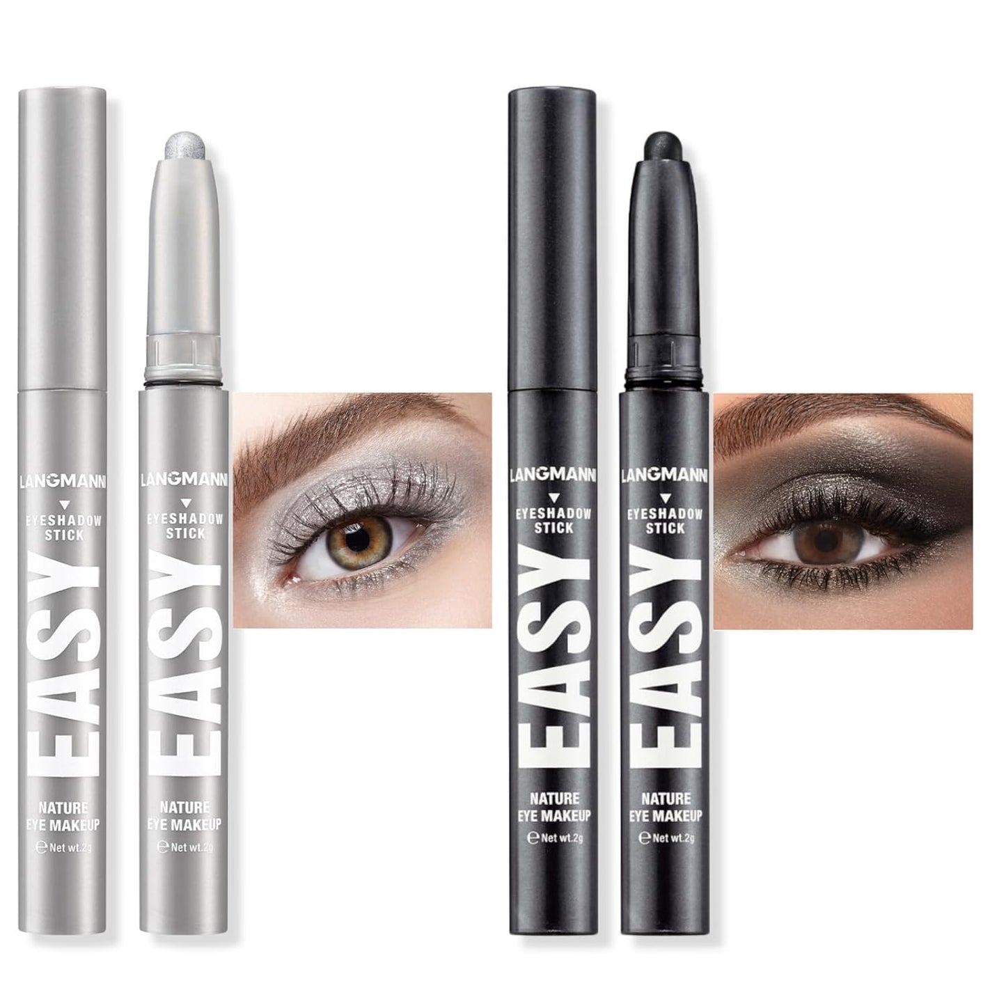 Jolilab Eyeshadow Stick Set, 2 Colors Matte Professional Bright-Colored Contouring and Highlight Stick, Cream Waterproof Long Lasting High Pigmented Eye Shadow. (2, 07+23)