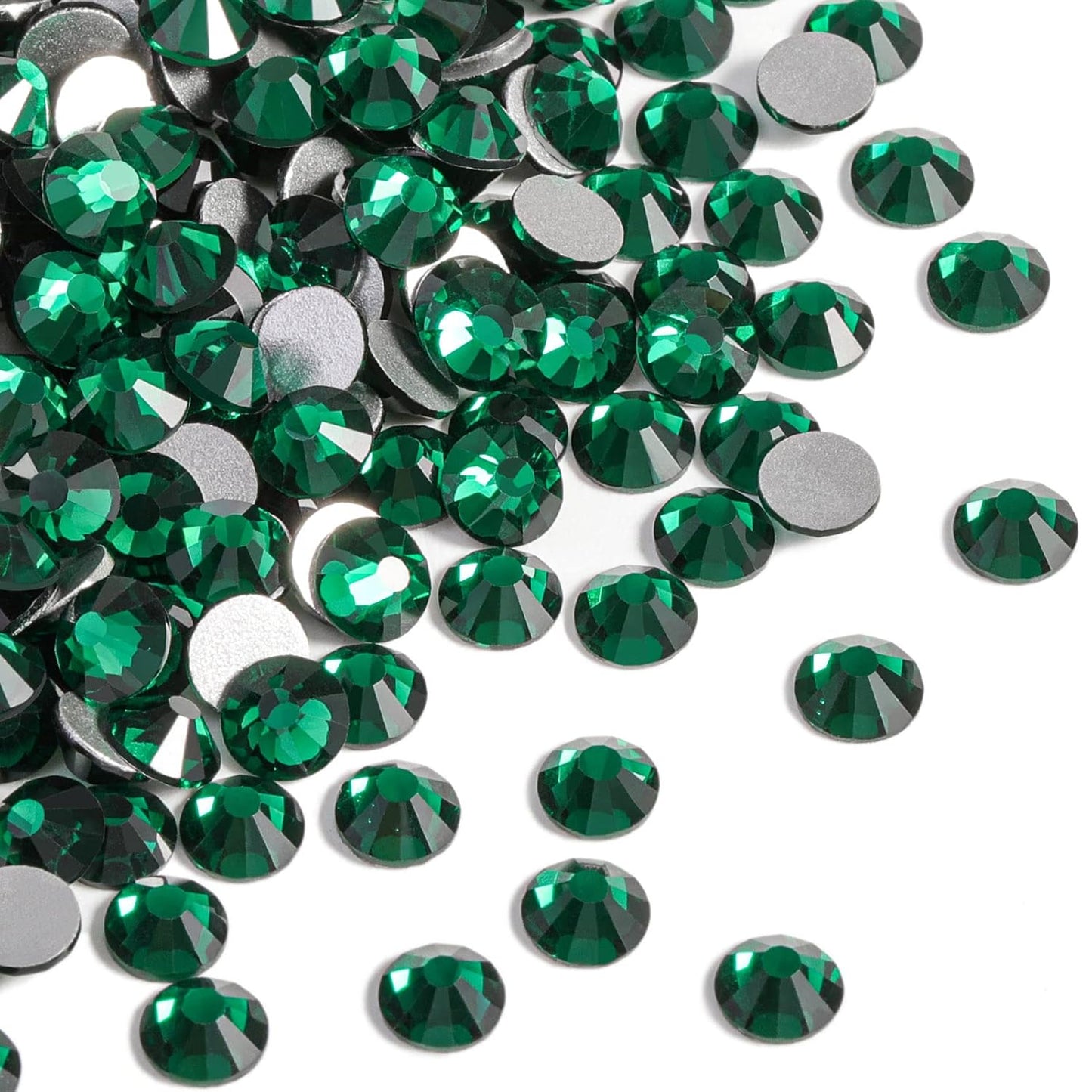 beadsland Flat Back Crystal Rhinestones Round Gems, Emerald (2.7-2.8mm) SS10/1440pcs