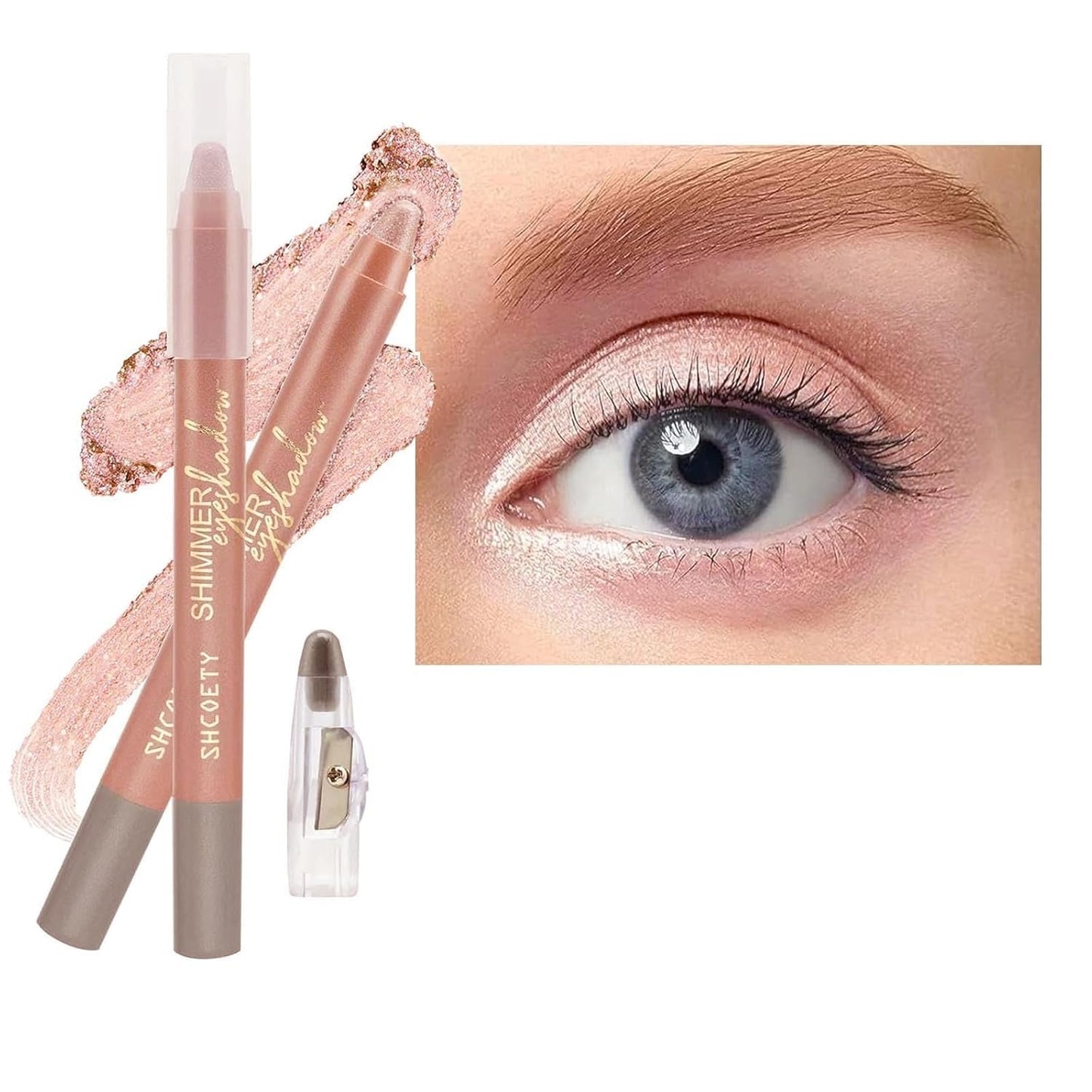 Rose Gold Eyeshadow Stick, Blendable Creamy eyeshadow Eye Brightener Stick, Waterproof Eyeshadow Pencil Long Lasting Crayon, Smooth Shimmer Eye Shadow Highlighter Eye Liner Makeup.#6 rose rold shimmer