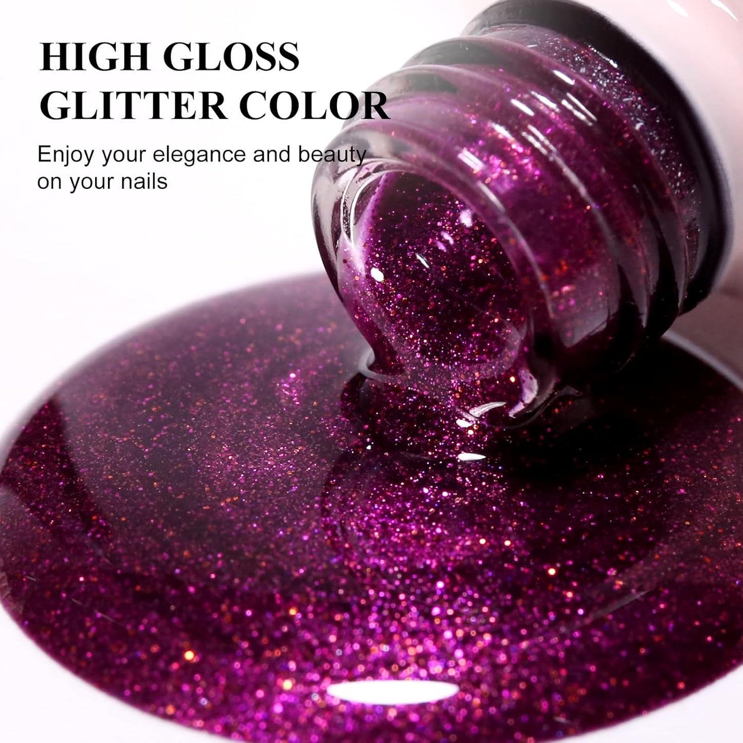 Imtiti Glitter Gel Polish,Starlight Rose Red Sparkle Gel Nail Polish Nail Art Starter Manicure(0.34 Fl Oz-1928)