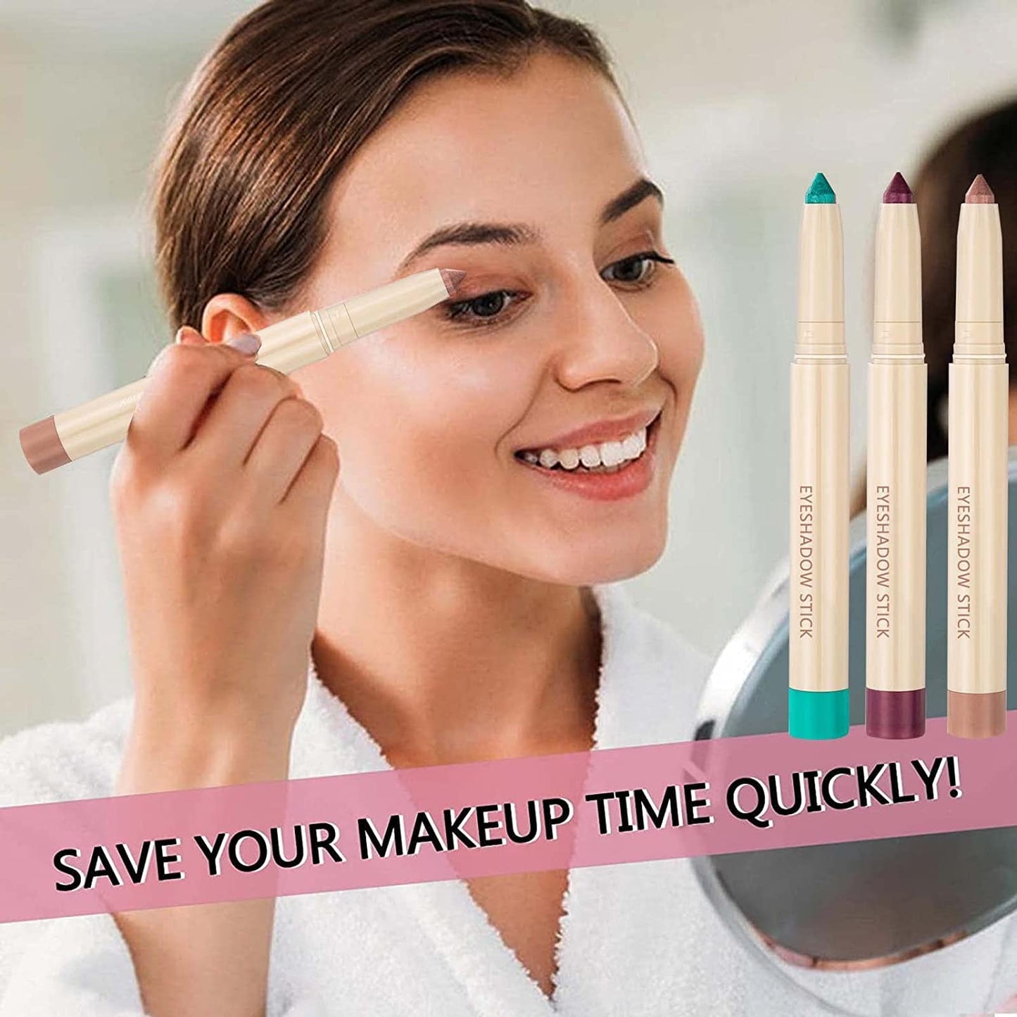 Blue Matte Eyeshadow Pencil, Waterproof Long Lasting Eye Shadow, High Pigment Hypoallergenic Highlighter Stick - Create Multi-Dimensional Eyes Look (10# Blue Matte)