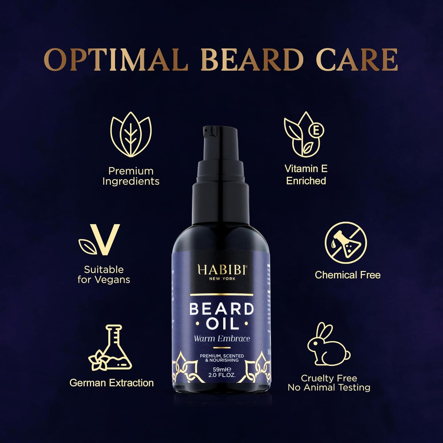 H HABIBI Warm Embrace Beard Oil – 2.0 Fl. Oz Naturally Derived Beard Growth Oil for Men, Beard Care Essential – Hydrates, Nourishes & Promotes Healthy Growth, Made in USA