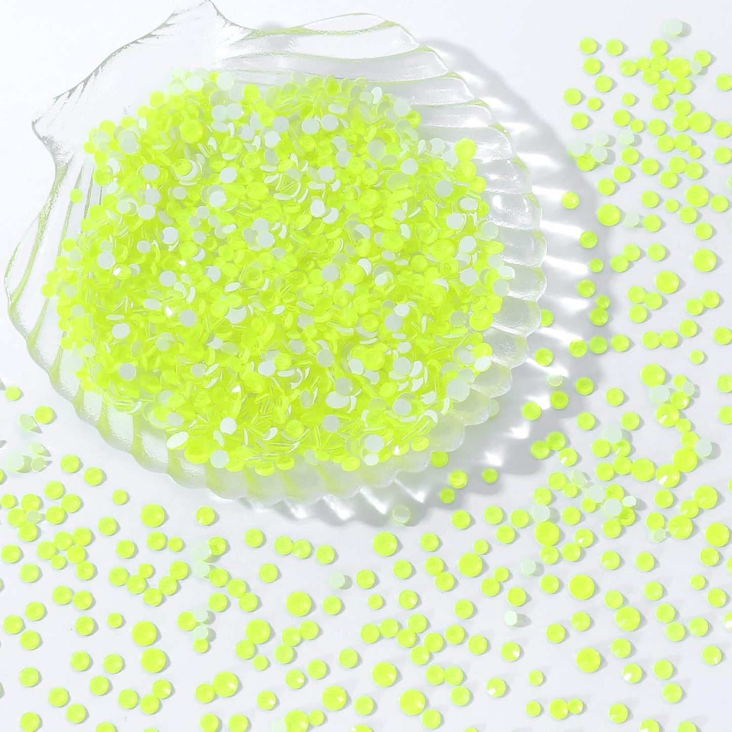 Neon Yellow Flatback Rhinestones, Glass Rhinestones for Nail Art and Craft, Glue Fix, Loose Crystal Gemstones(Neon Yellow, SS12, 1440pcs, 2.9-3.0mm)