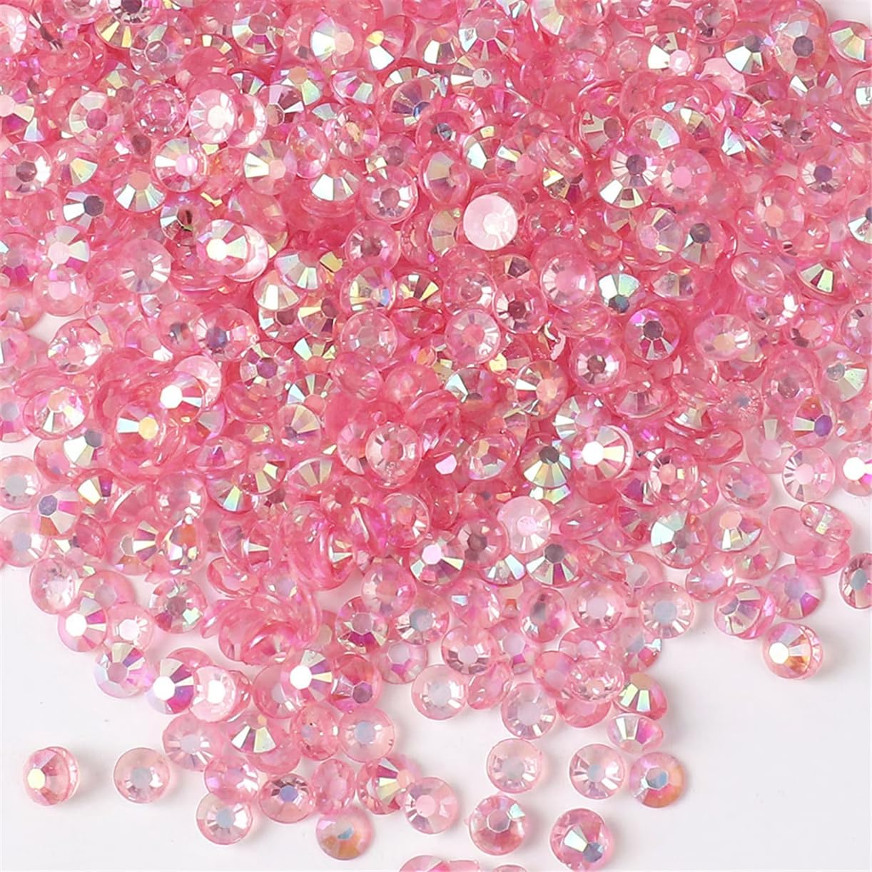 1500 Pieces SS16 4mm Flatback Rhinestones AB Clear Round Gems Crystals for Nail Art DIY Crafts Clothes Shoes Bags （Transparent Light Pink AB）