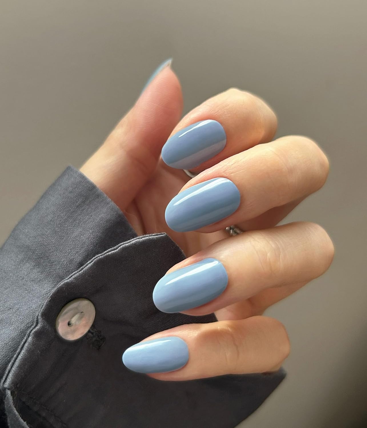 Nail Polish Strips - 22 Pcs Salon Quality Gel Nail Stickers - Long Lasting Wraps (Blue Hour IceBurg)