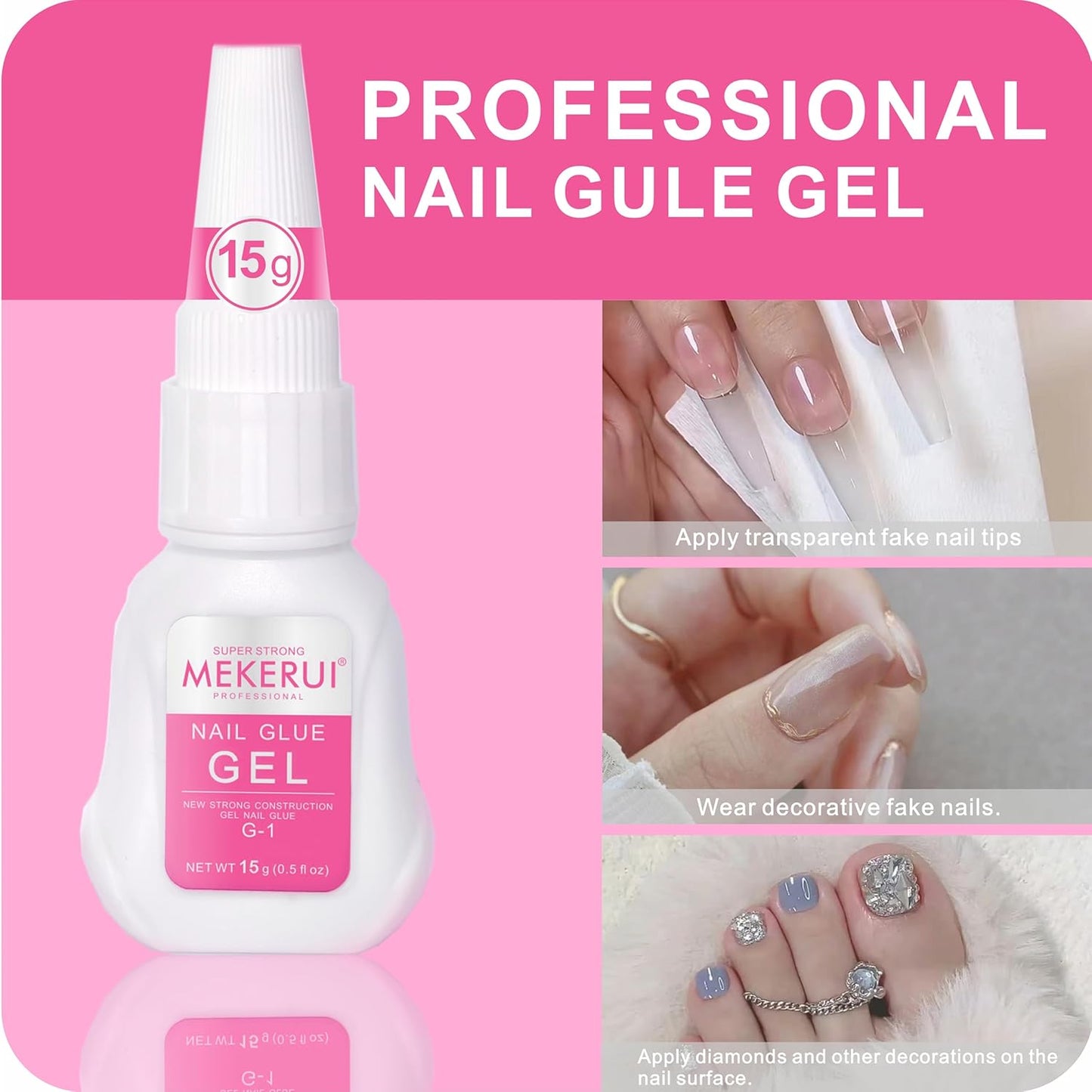 Super Strong Nail Glue for Press on Nails Resists Dripping and Clogging. It Dries Rapidly in 7 Seconds sans UV Light, Offers Long Lasting 30+ Days, is Waterproof, and Meets Professional Salon