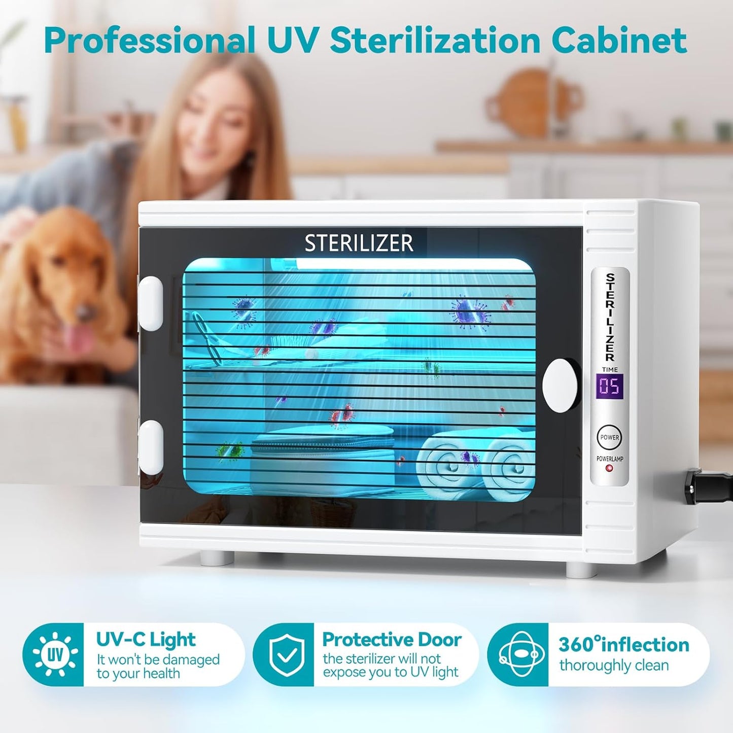 Professional U&V Nail Tool Cabinet, 12L U&V Sanitizer Box U&V Light Nail Tool Cleaning Machine with Time Setting, U&V Light Equipment for Esthetician,Manicurist,Spa,Tattoo,Barber&Salon