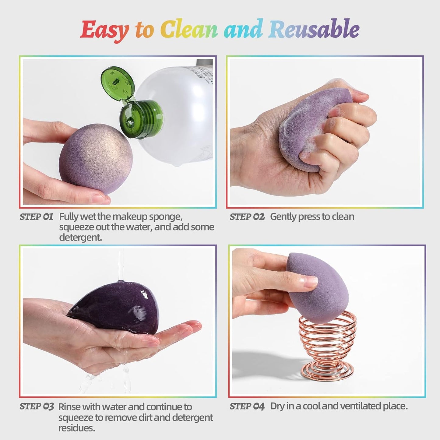 Makeup Sponge Set BS-MALL 7 Pcs blender sponge for Liquid, Cream, and Powder, Multi-colored Makeup Sponges (B-7Color)