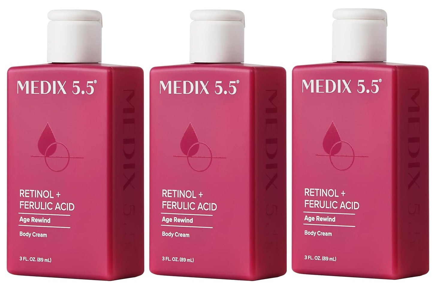Medix 5.5 Retinol Body Lotion Firming Moisturizer | Crepey Skin Care Treatment | Retinol Body Cream | Firming Cream Targets Look Of Crepe Skin, Wrinkles, & Sagging, 3 Fl Oz Travel Size, 3-Pack