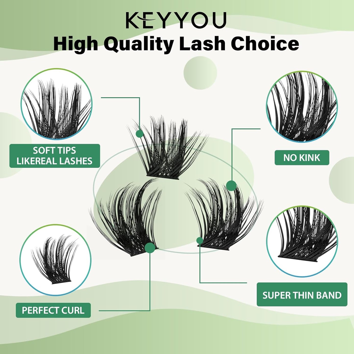 Lash Clusters 96pcs Individual Lashes Y22 D Curl 14mm Eyelash Clusters KEYYOU Volume Wispy Lash Extension Soft&Comfortable Easy DIY at Home(Y22,D-14mm)