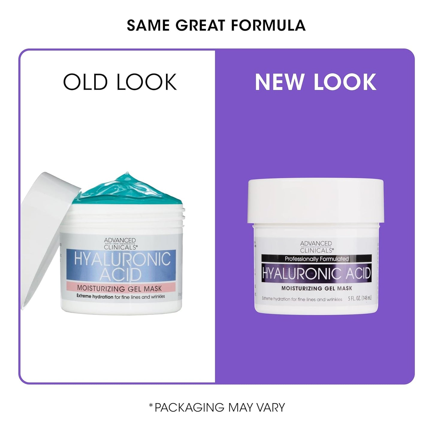 Advanced Clinicals Hyaluronic Acid Gel Facial Mask Skin Care Treatment, Brightening, Hydrating Anti Aging Face Mask & Moisturizer Helps Transform Dry Skin W/Collagen, Chamomile, & Aloe Vera, 5 Fl Oz