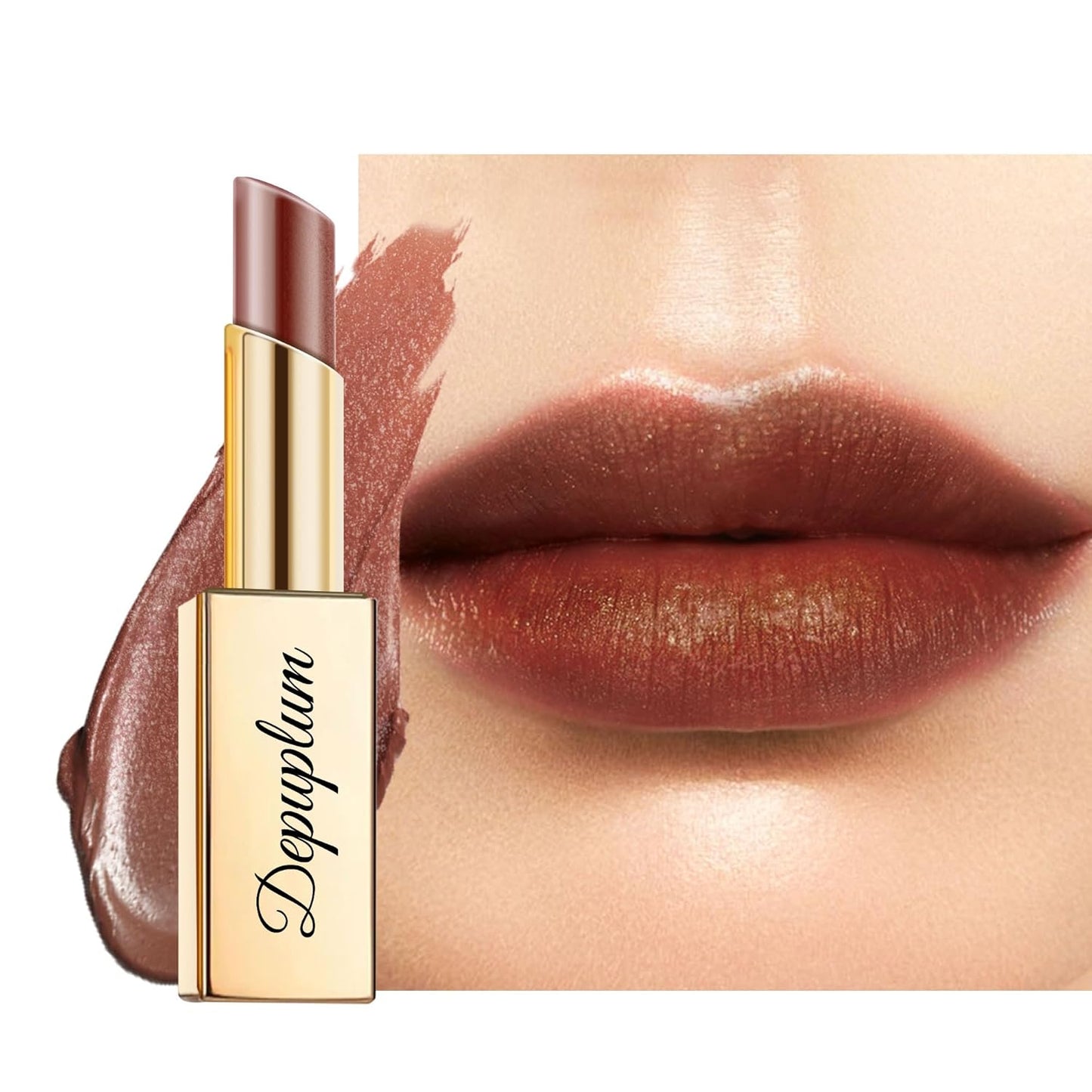 Brown Lipstick Moisturizing for Women Shimmer Tinted Lip Balm Hydrating Nourishing Chocolate Lip Gloss Vegan& Cruelty Free Lip Makeup, ZG117 Dark Era