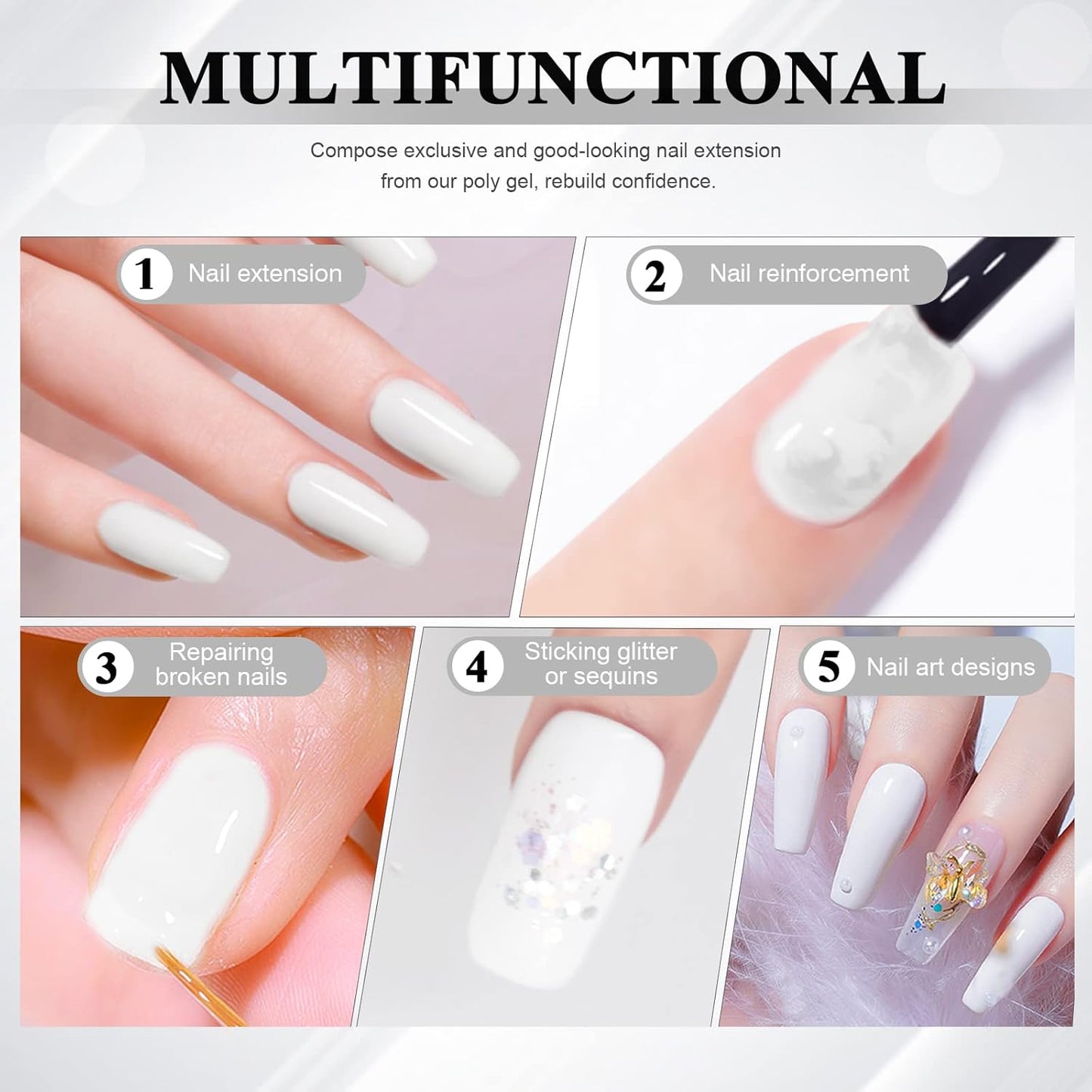 SAVILAND Poly Gel-100 G Milky White Color Poly Nail Gel, Large Capacity Extension Durable Gel for Nail Strengthener, Long-Lasting, Easy to Use for Starter & Professional Manicure DIY Art Home Salon