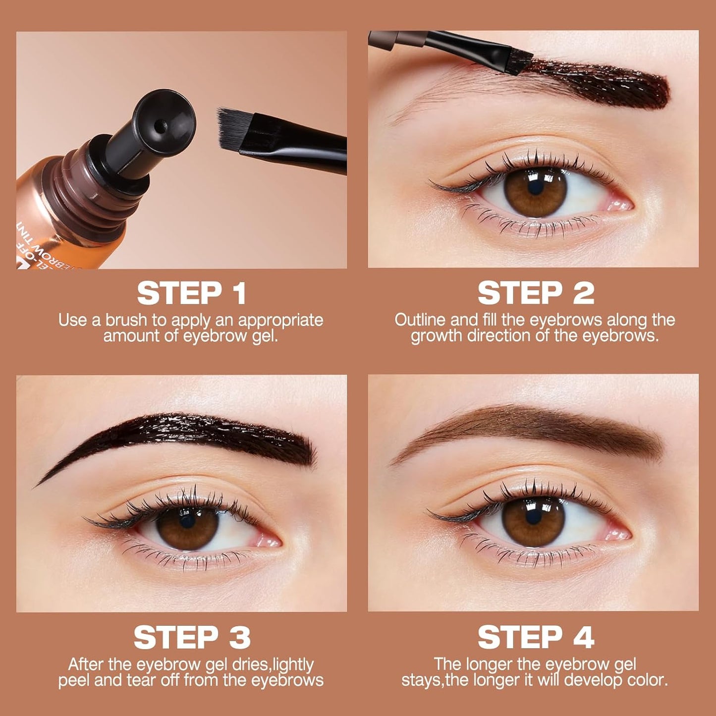 Tattoo Eyebrow Gel Peel Off 3 Colors Set:Tattoo Eyebrow Gel Easy Peel Off,Waterproof Longlasting Peel Off Eye Brow,Tinted Glue,Up to 3 Days Brow Stain.Makeup Gift Set for Women