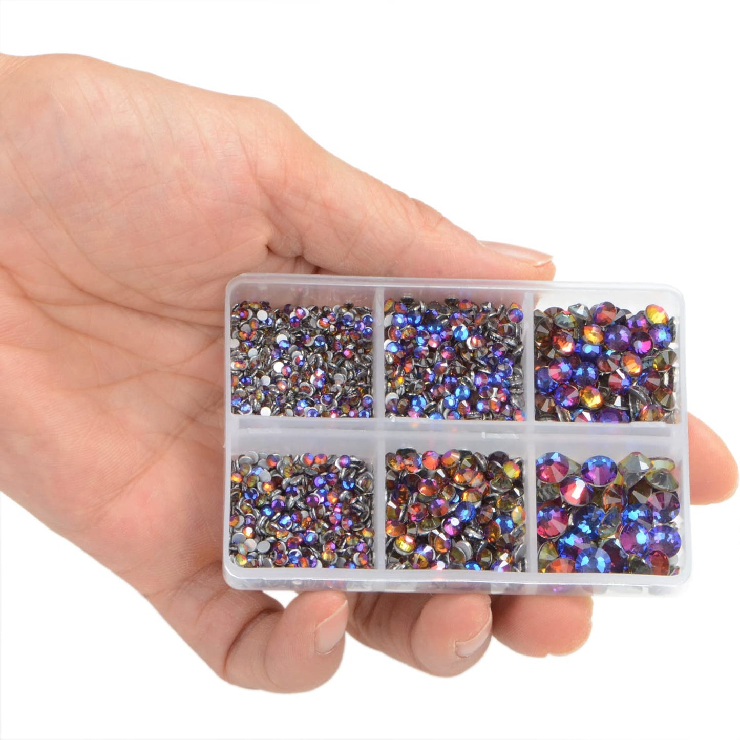 LPBeads 6000 Pieces Blue Volcano and Green Volcano Non Hotfix Rhinestones 6 Sizes Round Crystal Glass Flat Back Rhinestones with Tweezers and Picking Pen for Nail Art Crafts Clothes Bags DIY