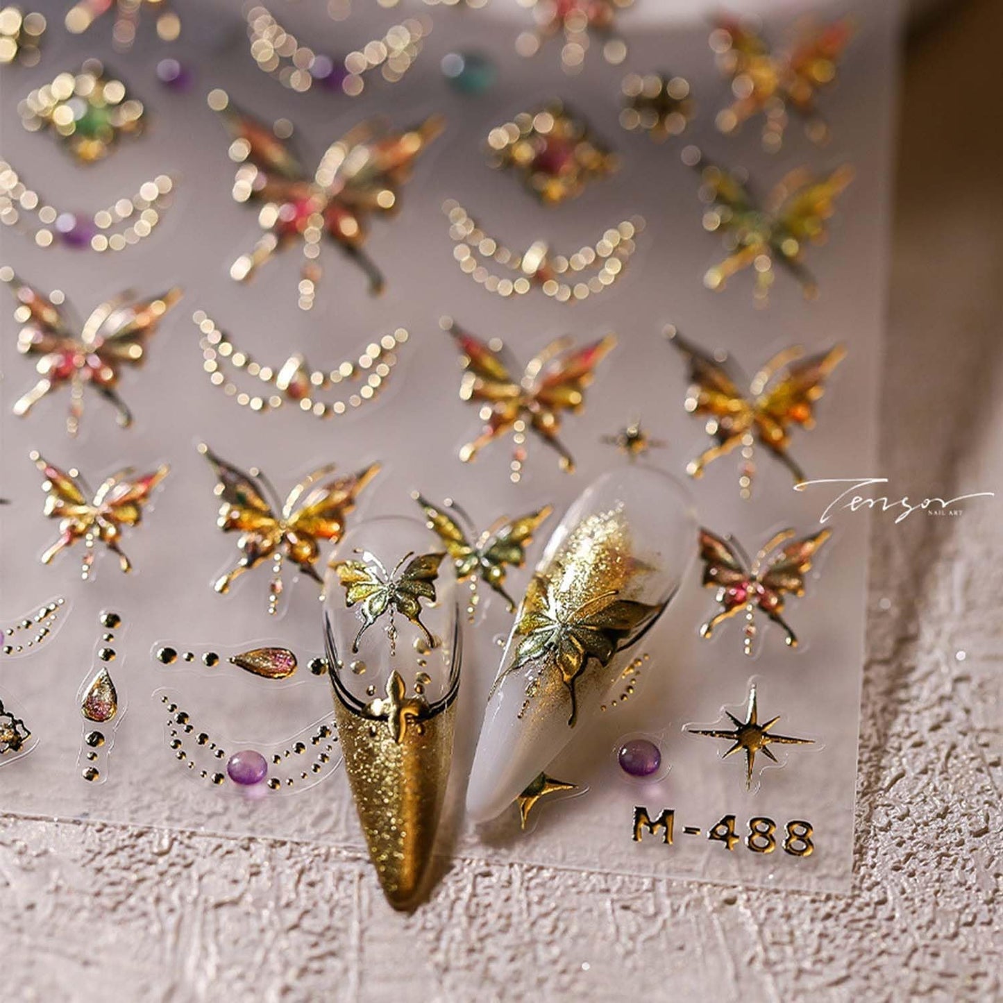 Gold Butterfly Nail Art Stickers 5D Embossed Butterflies Nail Decals Self Adhesive Luxury Shiny Nails Art Design Manicure Supplies Charm for Women Nails Decorations Accessories