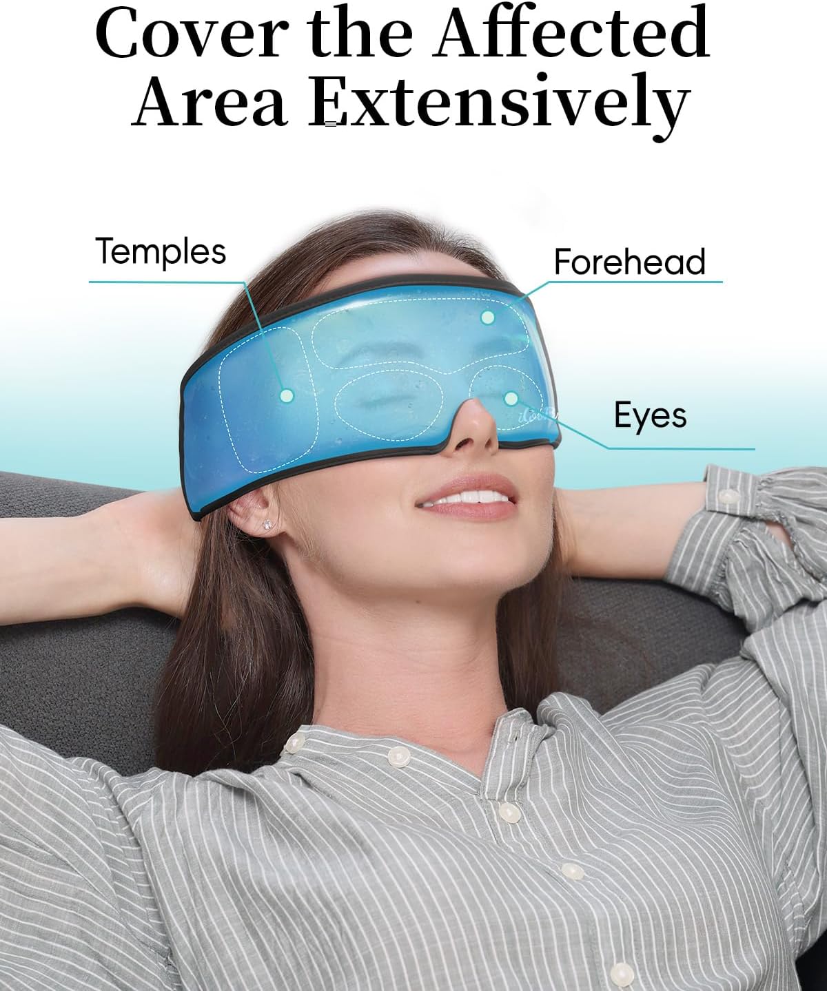 Cooling Eye Mask for Puffy Eyes, Headache and Migraine Relief Gel Eye Mask, for Headache, Puffiness, Eye Strain, Sinusitis & Post-Surgery Care – Large Soft Reusable Cold Eye Compress (Black)