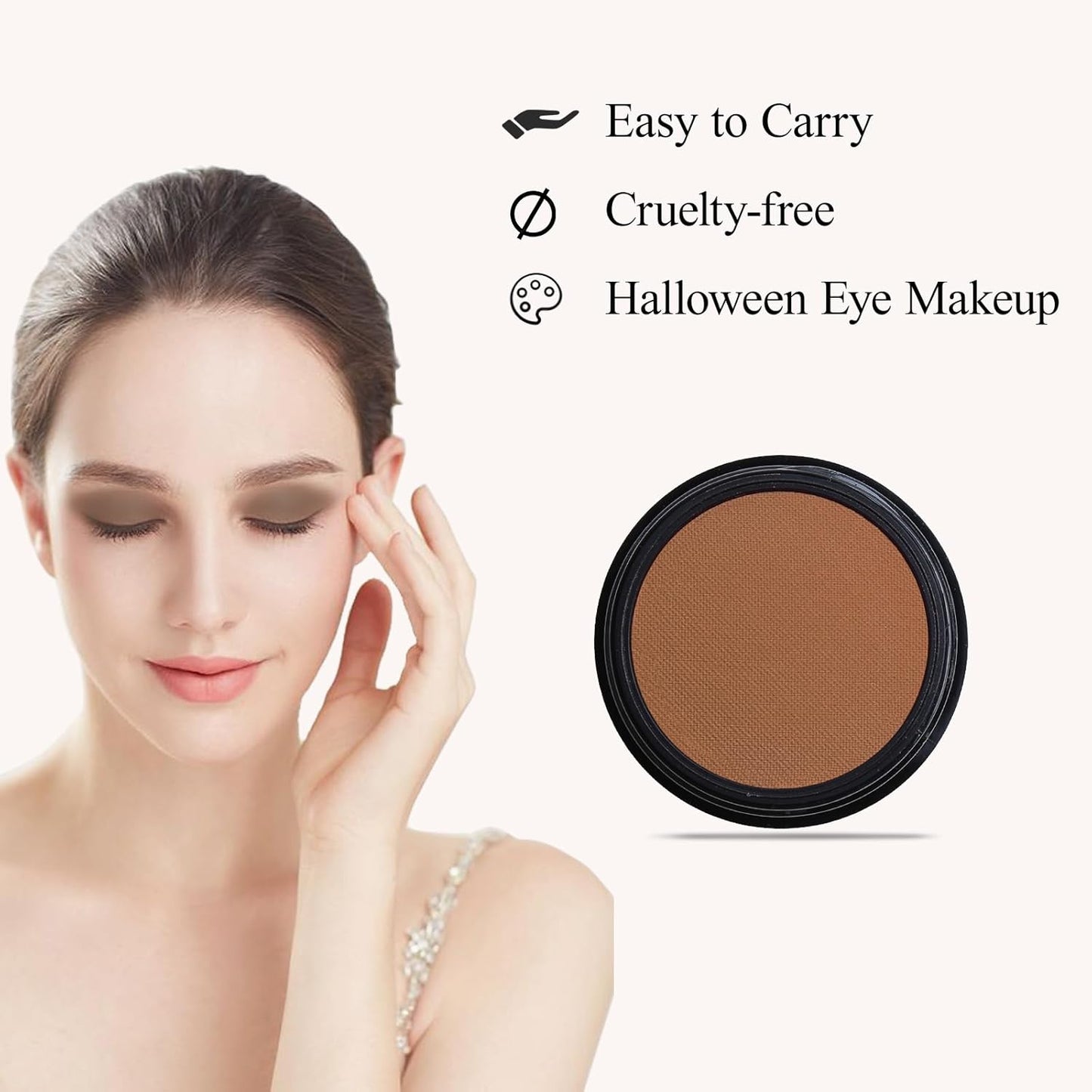 Single Light Brown Eyeshadow, Pressed Powder Matte Eye-Shadow Palette Make-up, Blendable Long Lasting High Pigment Brown Eye Makeup Halloween Eye Paint & Face Body Paint
