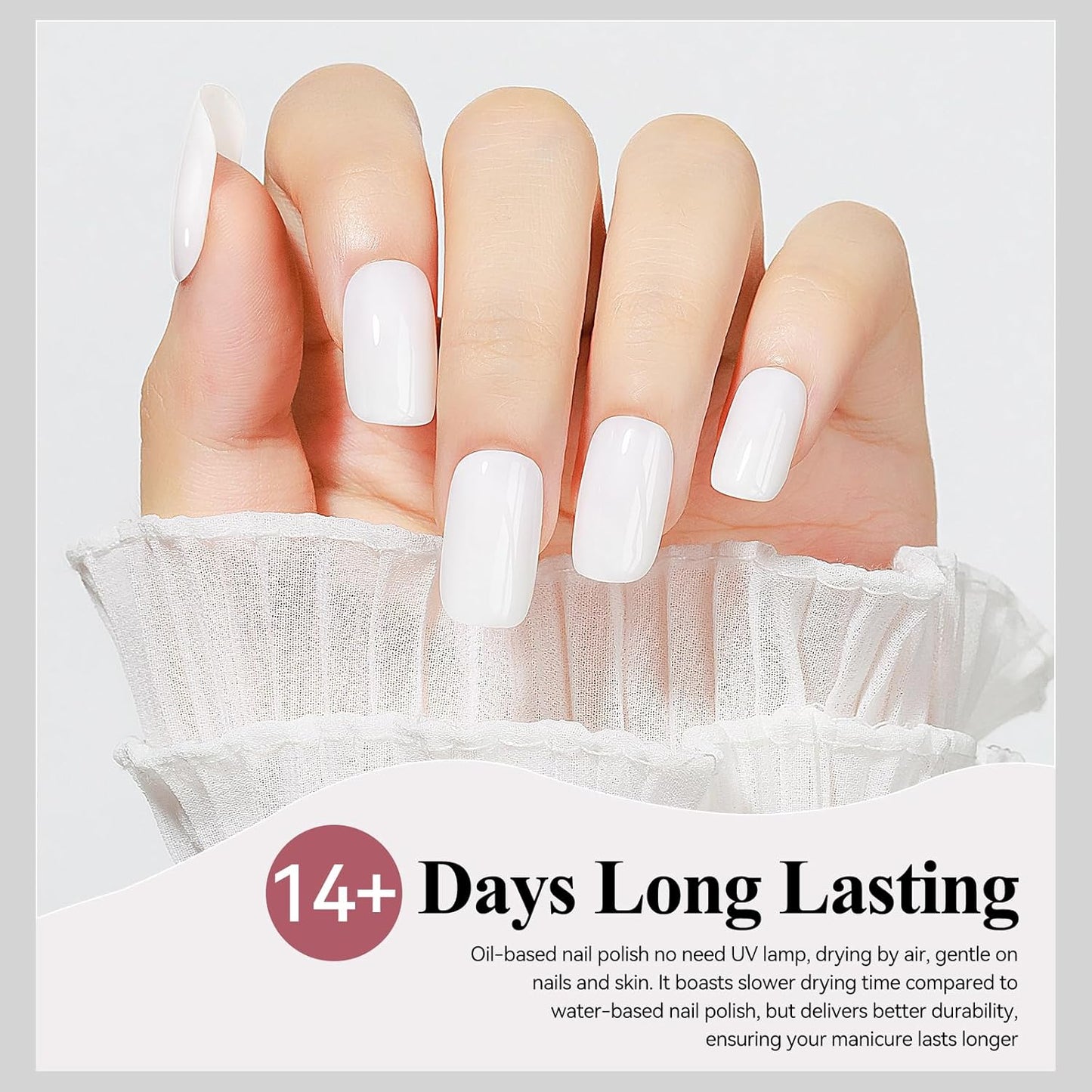 Nail Polish Milky White, Air Quick Dry Nail Lacquer Sheer Color, Regular Fast Drying Fingernail Polish Bulk Non Gel Long-Lasting DIY Salon Gift For Women