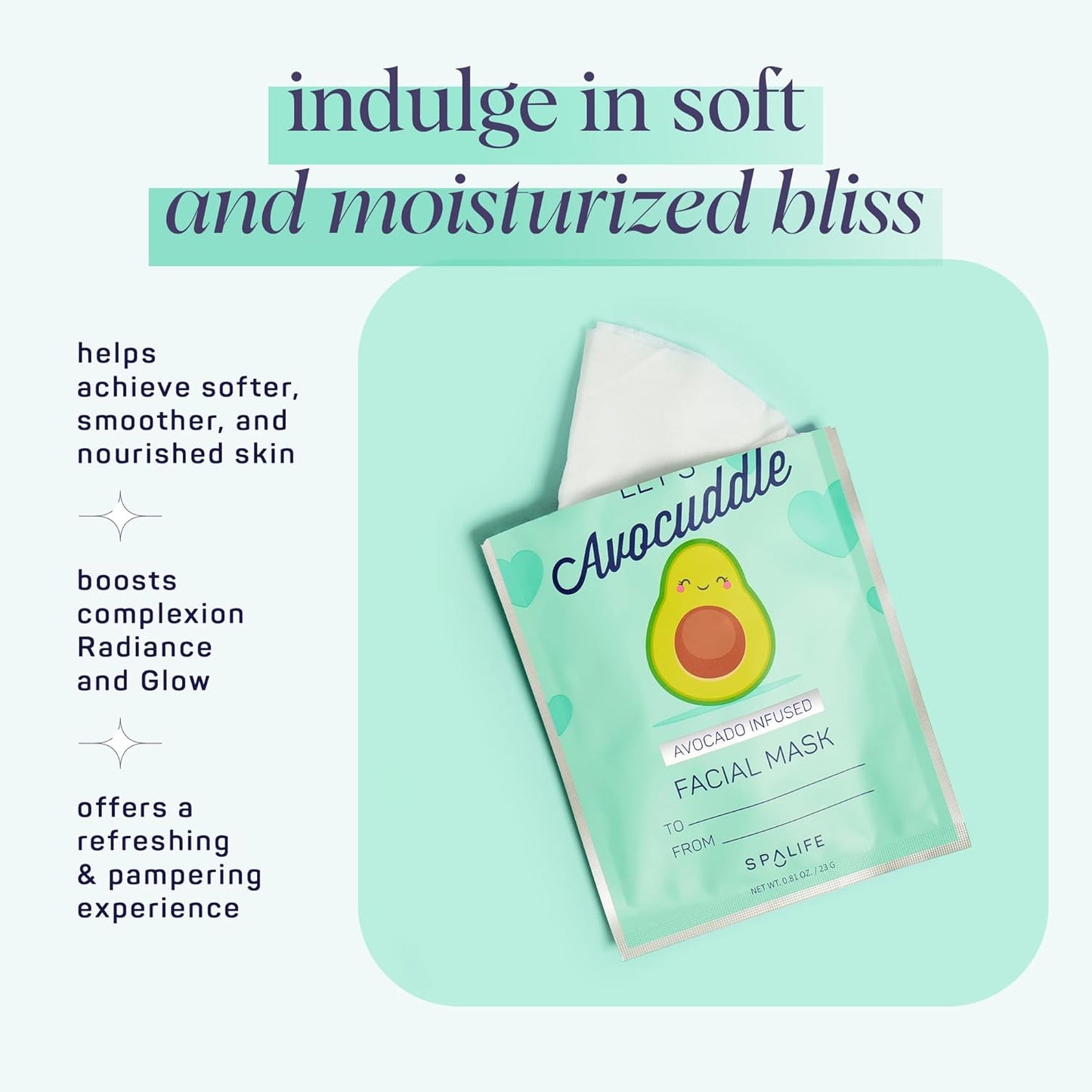 SpaLife Let’s Avocuddle & You're My Jam Face Masks 6 Pack Bundle - Avocado and Strawberry Extract Infused Sets for Hydration and Glow - The Ideal Valentine's Day Skincare Gift Set.