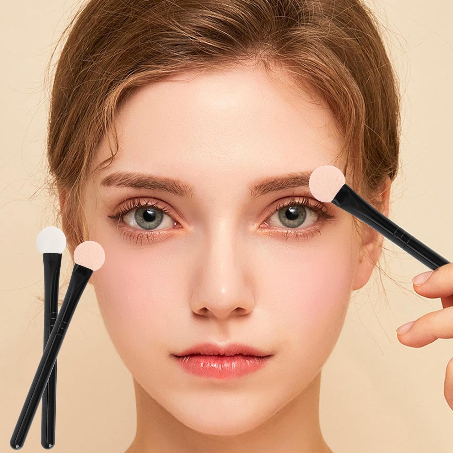 Eyeshadow Applicators Double Sided Sponge Makeup Brushes Reusable 8Pcs Round Foam Eye Shadow Applicator Sticks Brush Set Washable