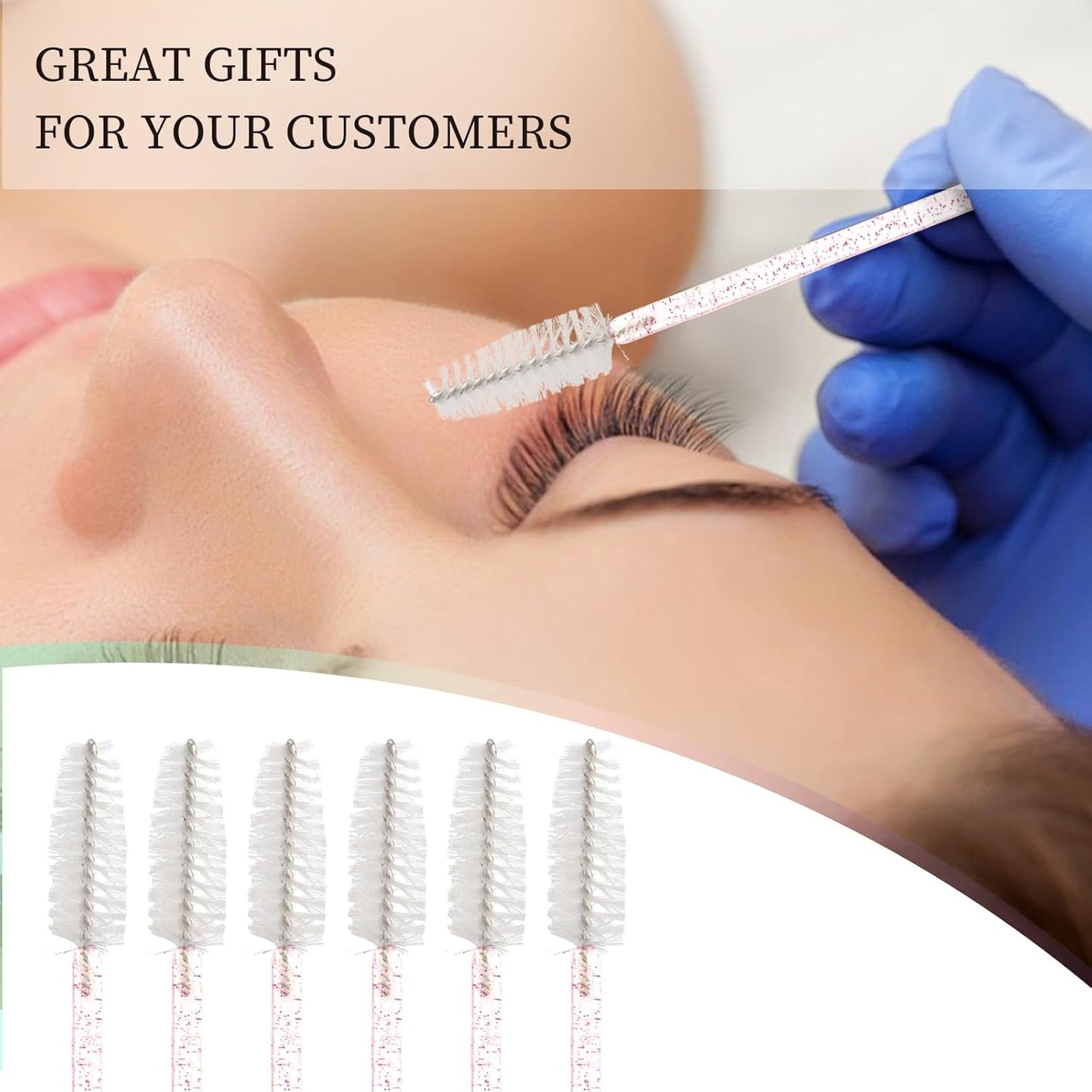 300PCS Disposable Mascara Wands Spoolie Brush Crystal Eyebrow Brushes Eyelash Extension Applicator Makeup Kits.myaokue-up(Pink/White)