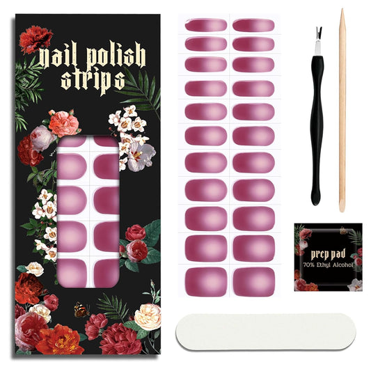 Nail Polish Strips - 22 Pcs Salon Quality Gel Nail Stickers - Long Lasting Wraps (Urban Pink Rose)