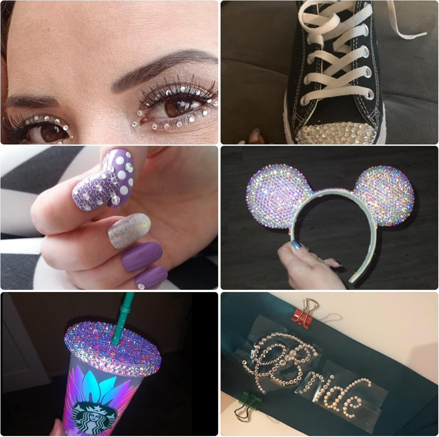 Multi Size 3mm 4mm 5mm Rhinestones Set for Nails Crafts Sapphire Non Hotfix Rhinestones Nail Gems Rhinestone Round Flat Back Resin Rhinestone for Makeup Clothes Shoes Eyes Bottles Crafts