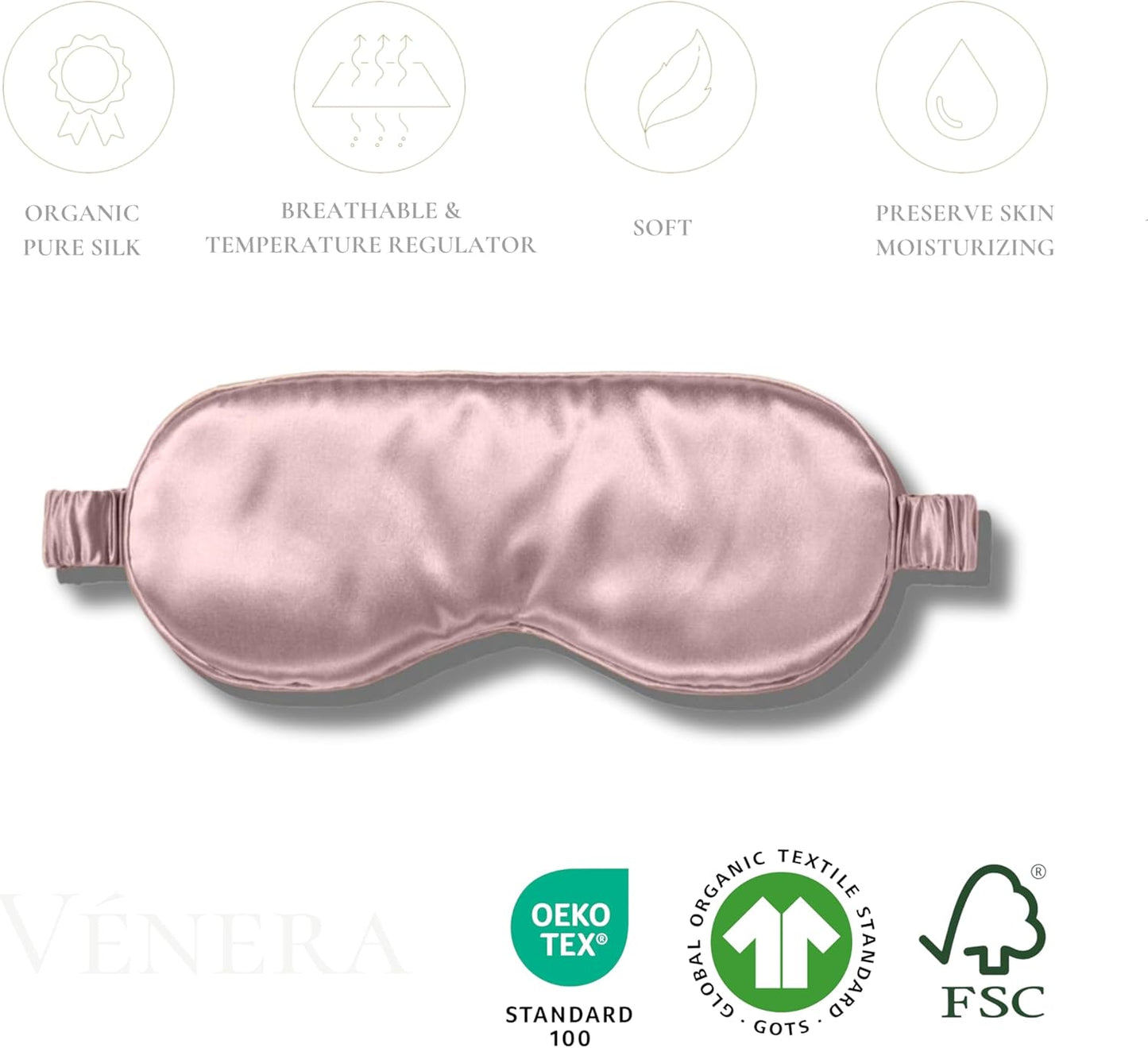 Silk Sleep Mask - 100% Pure 22 Momme Mulberry Silk Eye Sleeping Mask for Women and Men - Blackout Eye Mask for Sleeping (Light Pink)