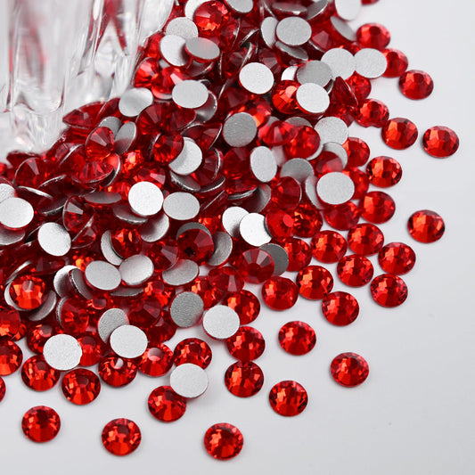 Flatback Glass Rhinestones,Bedazzler Gems 1440pcs Non Hotfix Crystal Rhinestones for Nail Charms Crafts Clothes Tumblers,Red,SS20