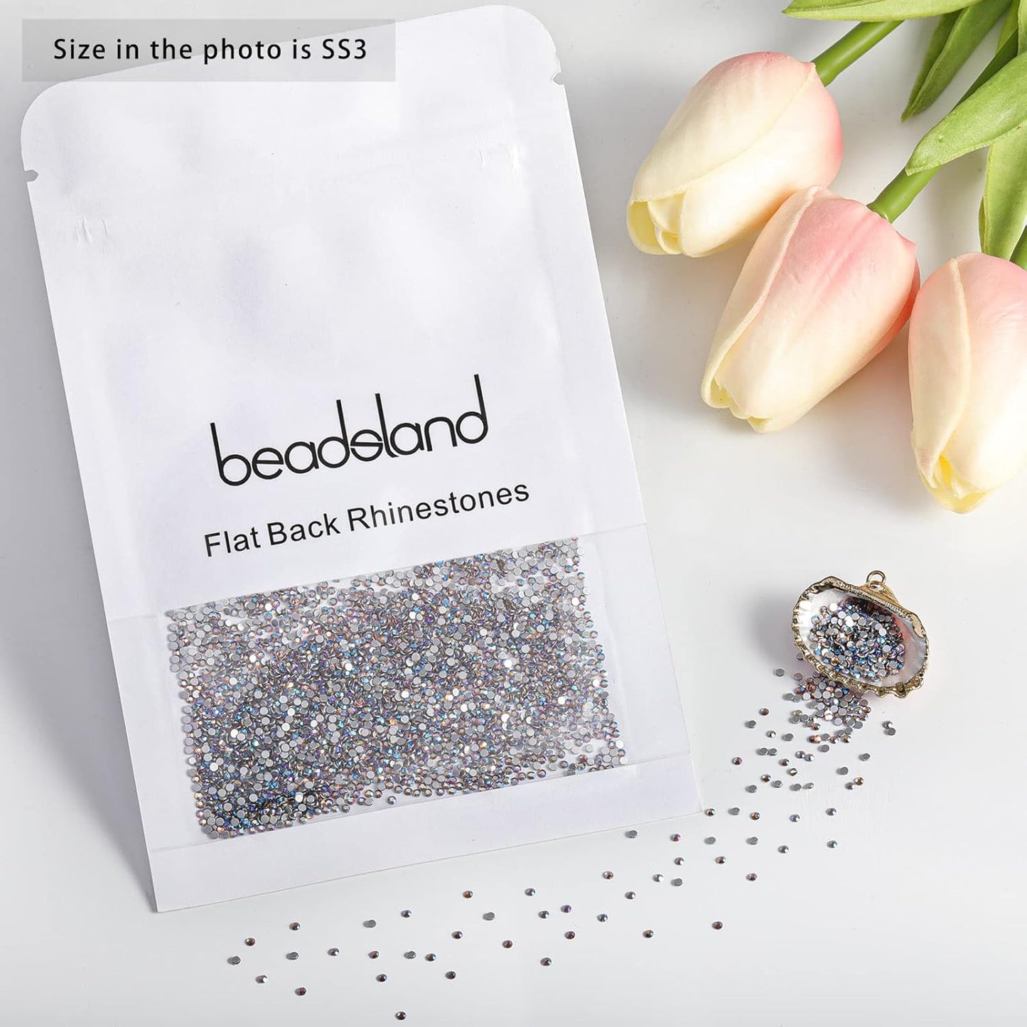 beadsland 1440 Pieces Flat Back Crystal Rhinestones Round Gems, Lt.Colorado Topaz AB,SS3,1.2-1.4mm