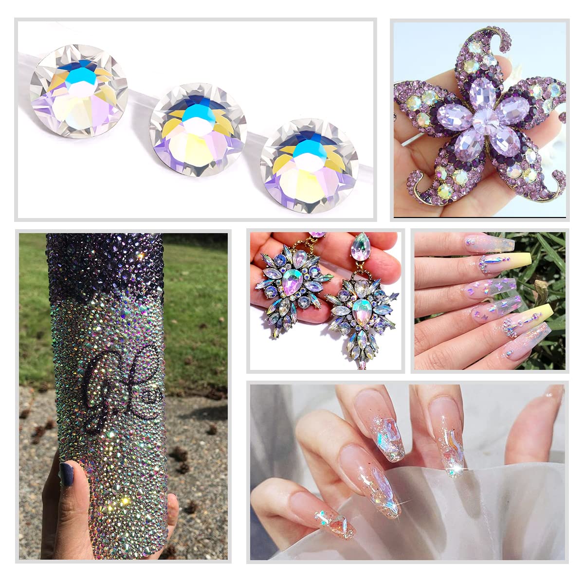 Novani Moon Night Rhinestones 1440pcs Flat Back Round Rhinestone Style 2088 Sparkly Crystal Gemstones for Nail Art and Crafting SS20,4.6-4.8mm