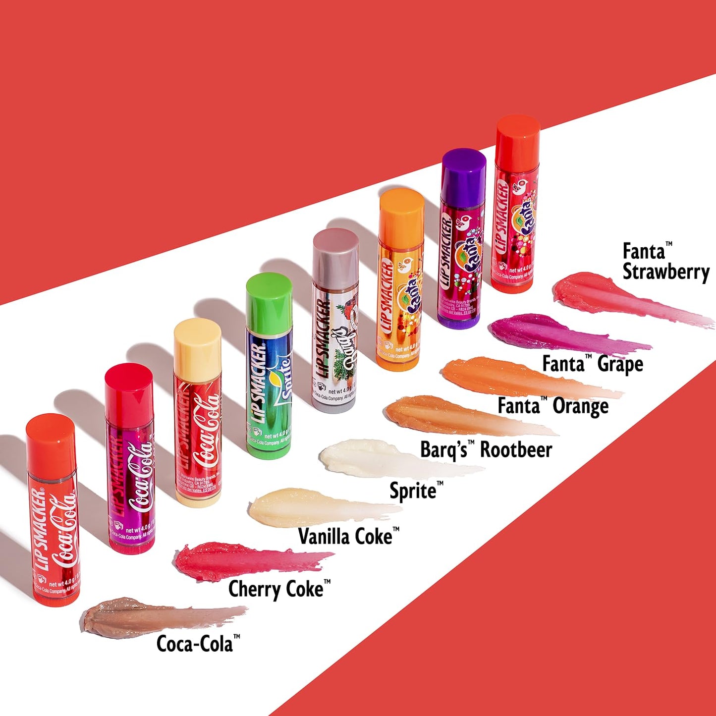 Lip Smacker Coca-Cola Flavored Balm, 8 Count, Flavors Coke, Cherry Vanilla Sprite, Root Beer, Orange Fanta, Grape Strawberry Fanta