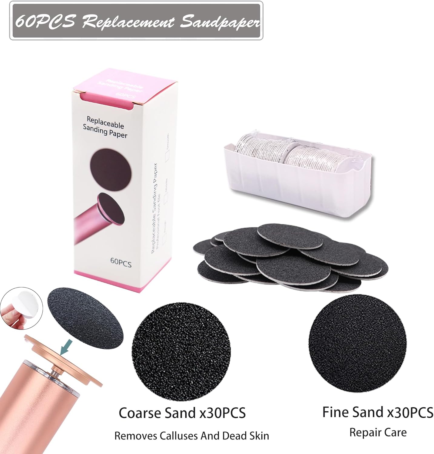 Electric Feet Callus Remover Gold Professional Powerful Foot File Pedicure Grinder Sanders with 60PCS Replacement Sandpaper Discs Heel Scraper for Dead Dry Crack Skin Calluses Speed Adjustable