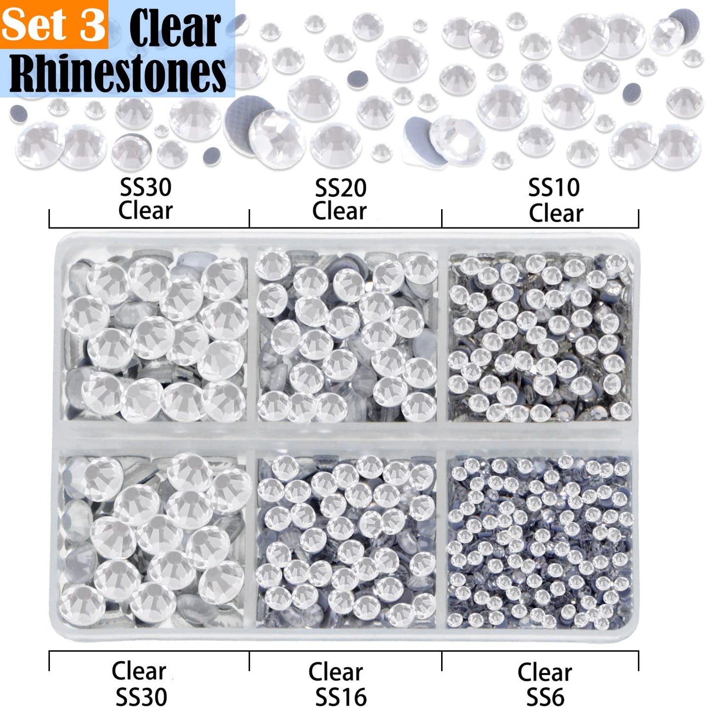 LPBeads 10000pcs Hotfix Rhinestones Flatback Glass Clear and AB Crystal Rhinestone with Tweezers and Picking Pen for Crafts Clothes Nail Art