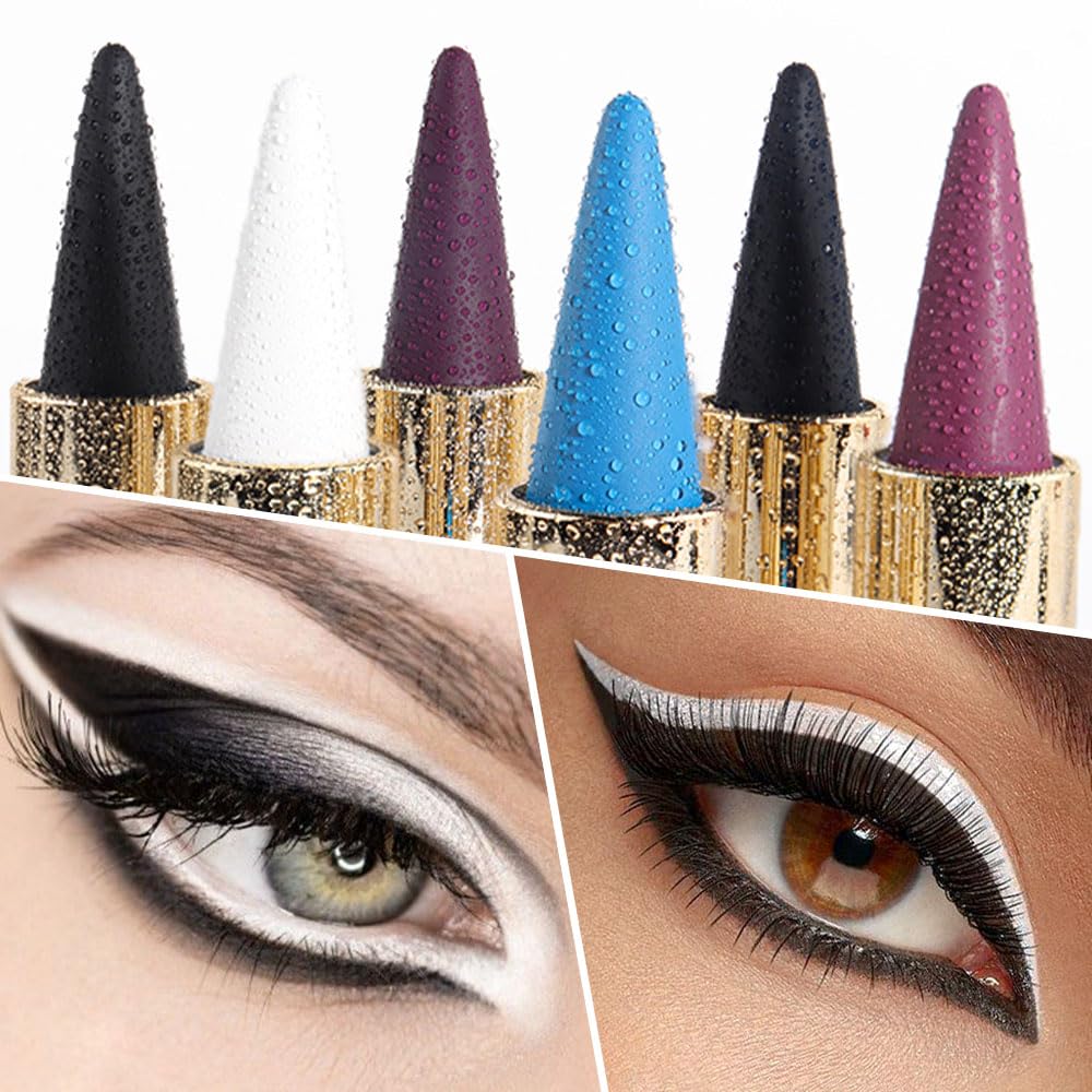 Kaely 2Pcs Black White Gel Eyeliner Pencils Set,Waterproof Eye Liner Pen,Cat Eye Stencil Cat Face Makeup,Eye Black Eyeshadow Palette Stick,Gothic Halloween Makeup,delineador de ojos contra el agua