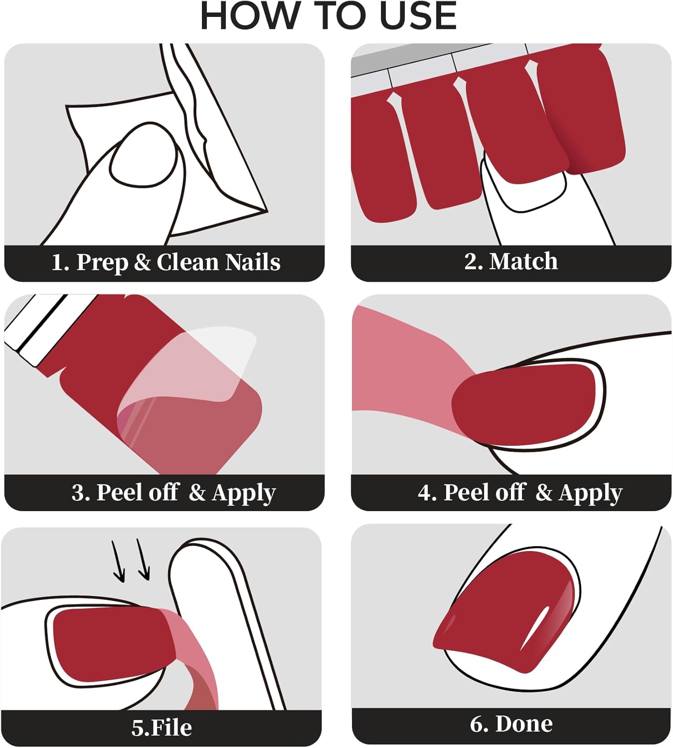 Nail Polish Strips, 20Pcs Salon Quality Gel Nail Stickers, Easy Long Lasting Wraps for Short Nails no UV Light Needed (Red Autumn Flower)