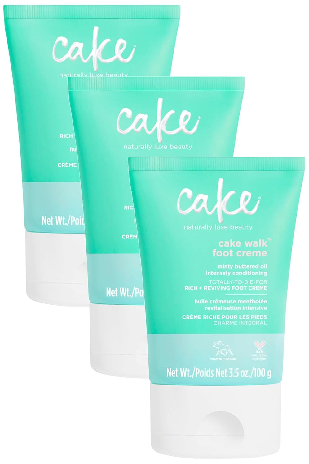 Cake Beauty Walk Triplemint Foot Crème, 3.4 Fluid Ounce (Pack of 3)