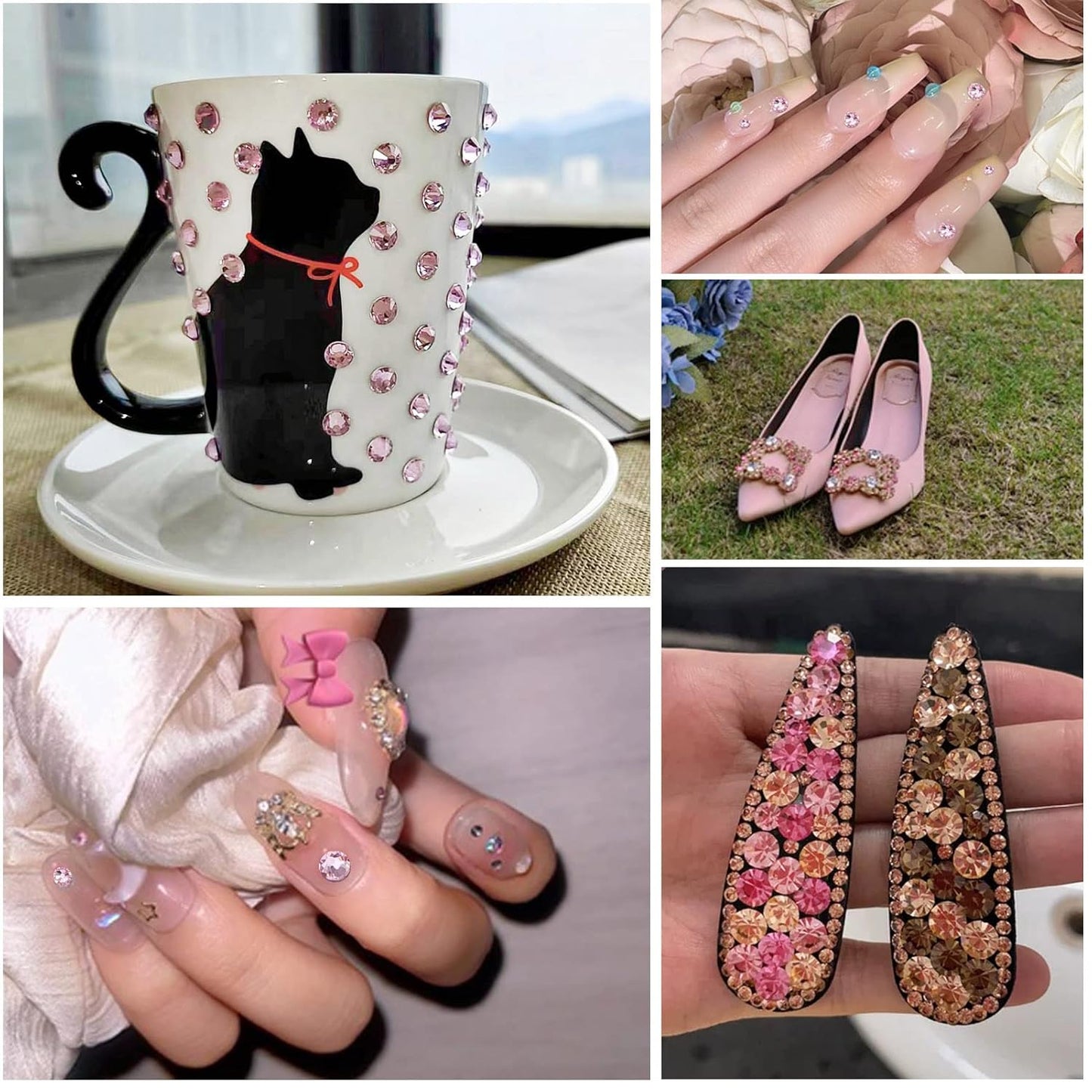 beadsland 288 Piece Flat Back Crystal Rhinestones Round Gems, Light Pink (SS30(6.3-6.5mm))