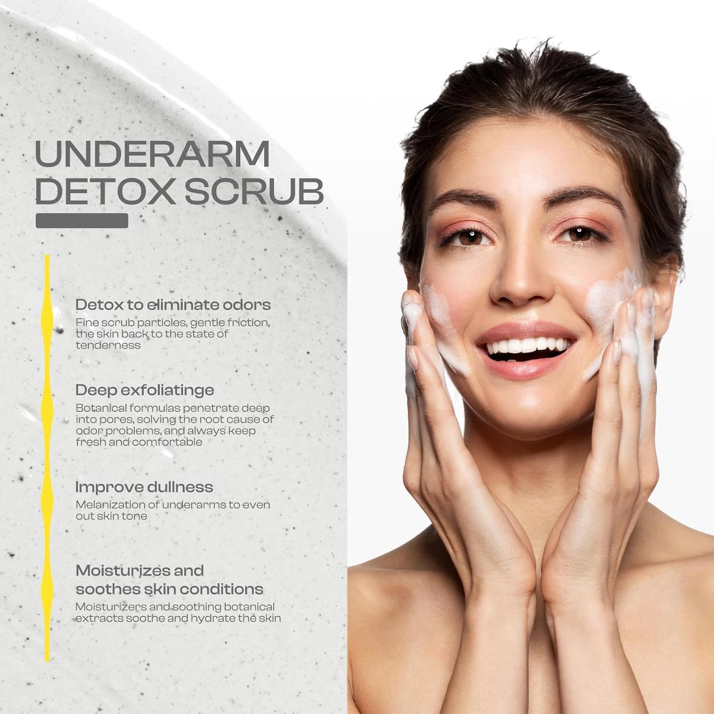 Coconut Charcoal Underarm Detox Scrub: Armpit Detox Exfoliating Nourishing for Natural Eliminate Odor Vegan Gentle for Sensitive Skin