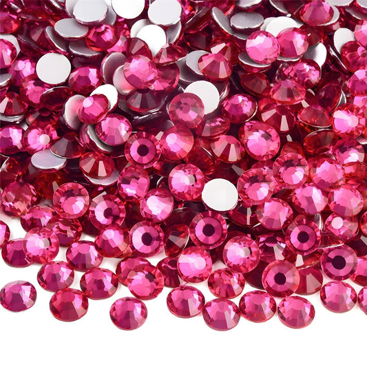 Flatback Rhinestones Round Gems for Nails Art and Crafts 620Pcs SS30 6mm Glitter Crystals Stone DIY Bags Clothes Shoes (Dark Rose Red)