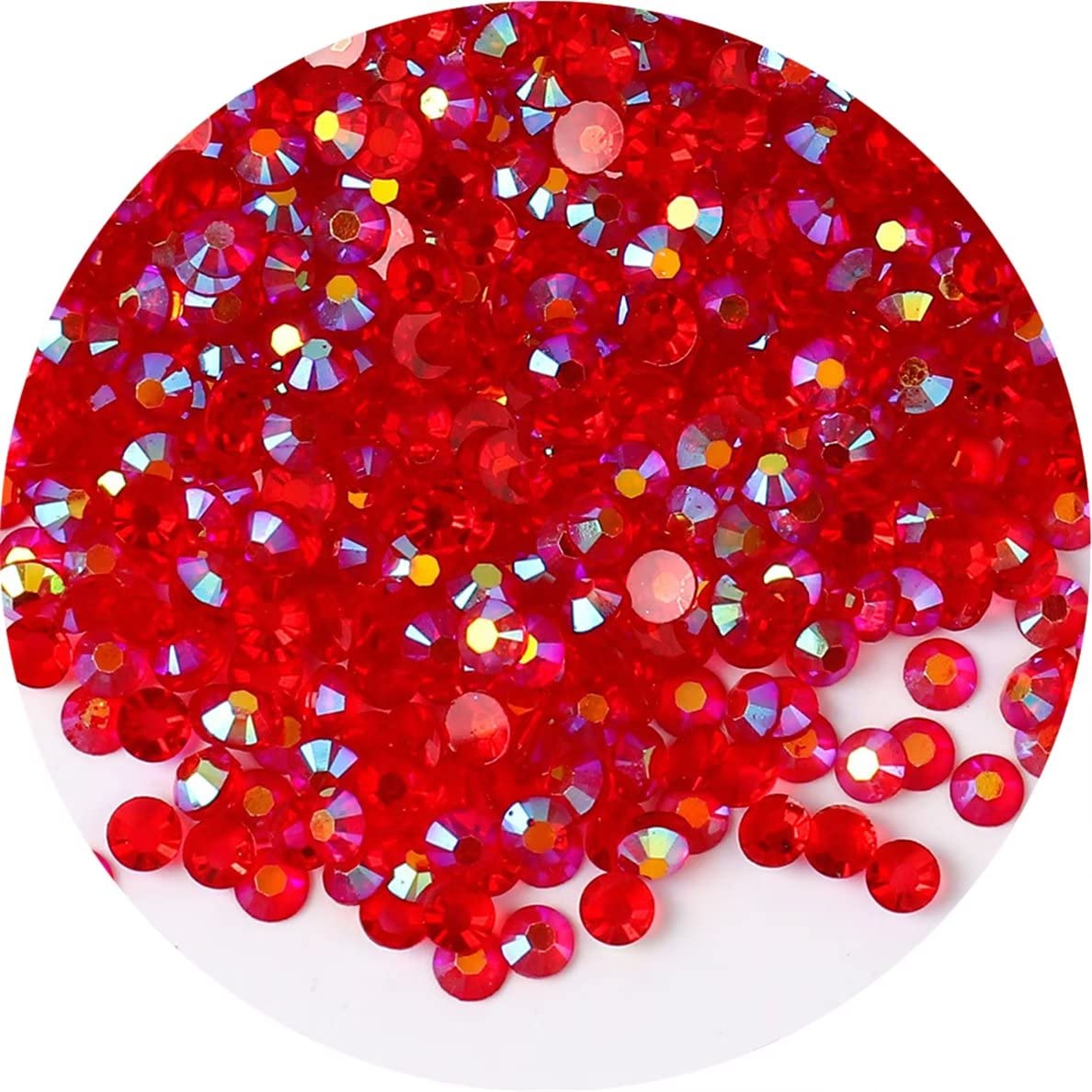4500 Pcs SS6 2mm AB Flatback Rhinestones for Nails Art Crafts Transparent Glitter Round Gems Crystals DIY Clothes Shoes(Clear Red AB)