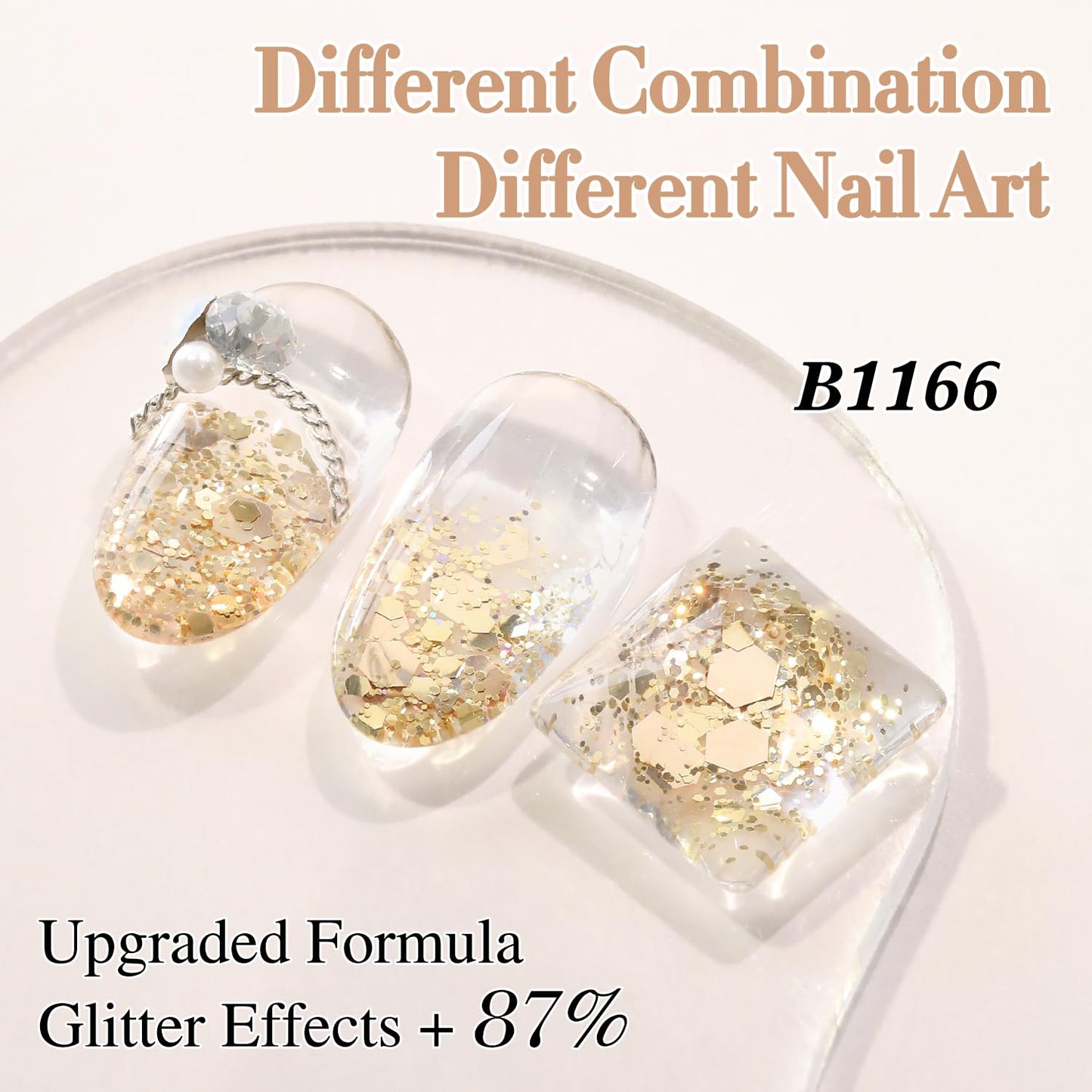 Double Rhythm 0.5Oz Glitter Gel Polish Shimmer Reflective Color for Nail Art Salon DIY Soak Off 15ml Nail Lamp Gel Polish at Home (Golden-B1166)
